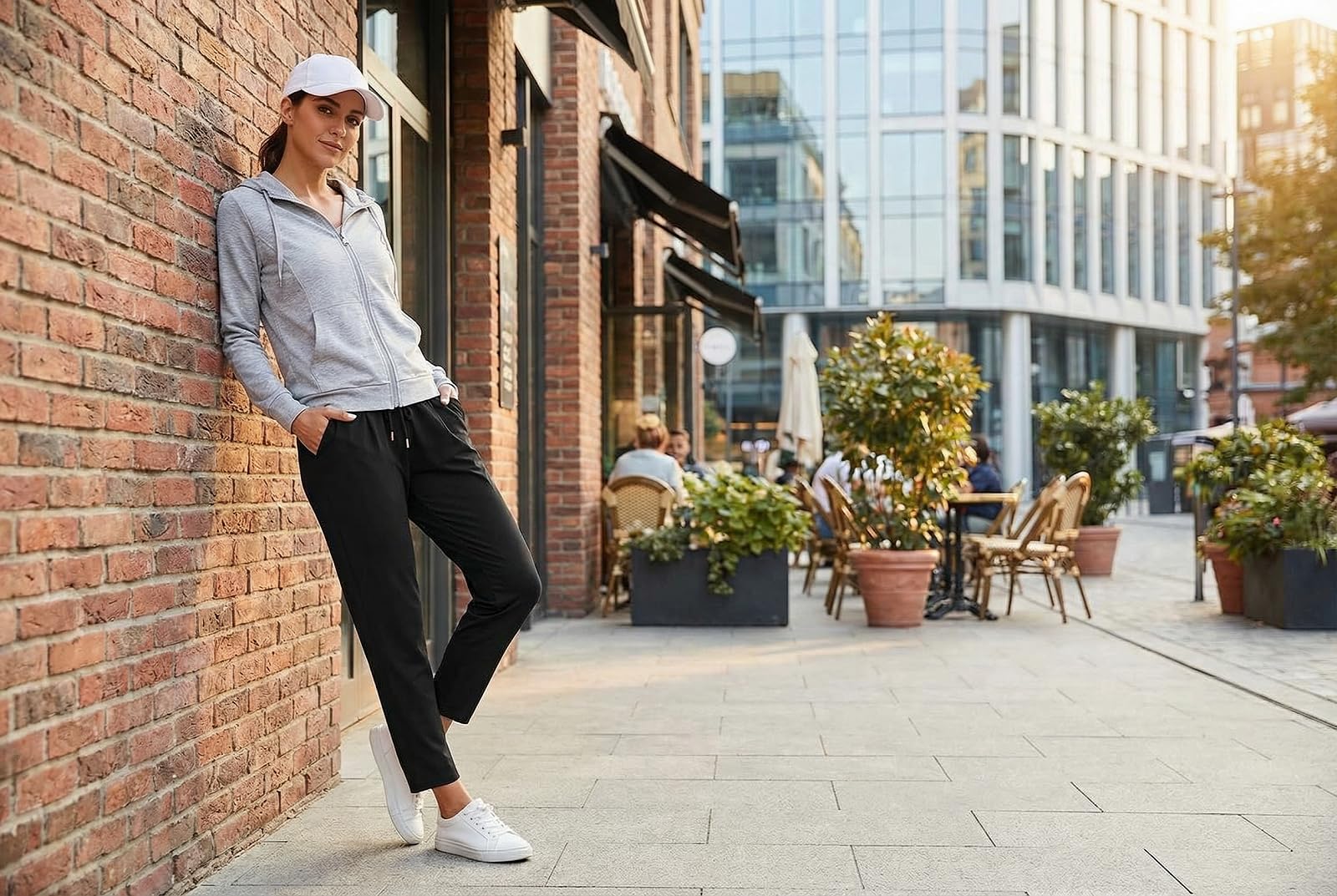 Yoga Pants Women High Waist Straight Leg Joggers Lightweight Hiking Casual Athletic Workout Trousers with Pockets - 5