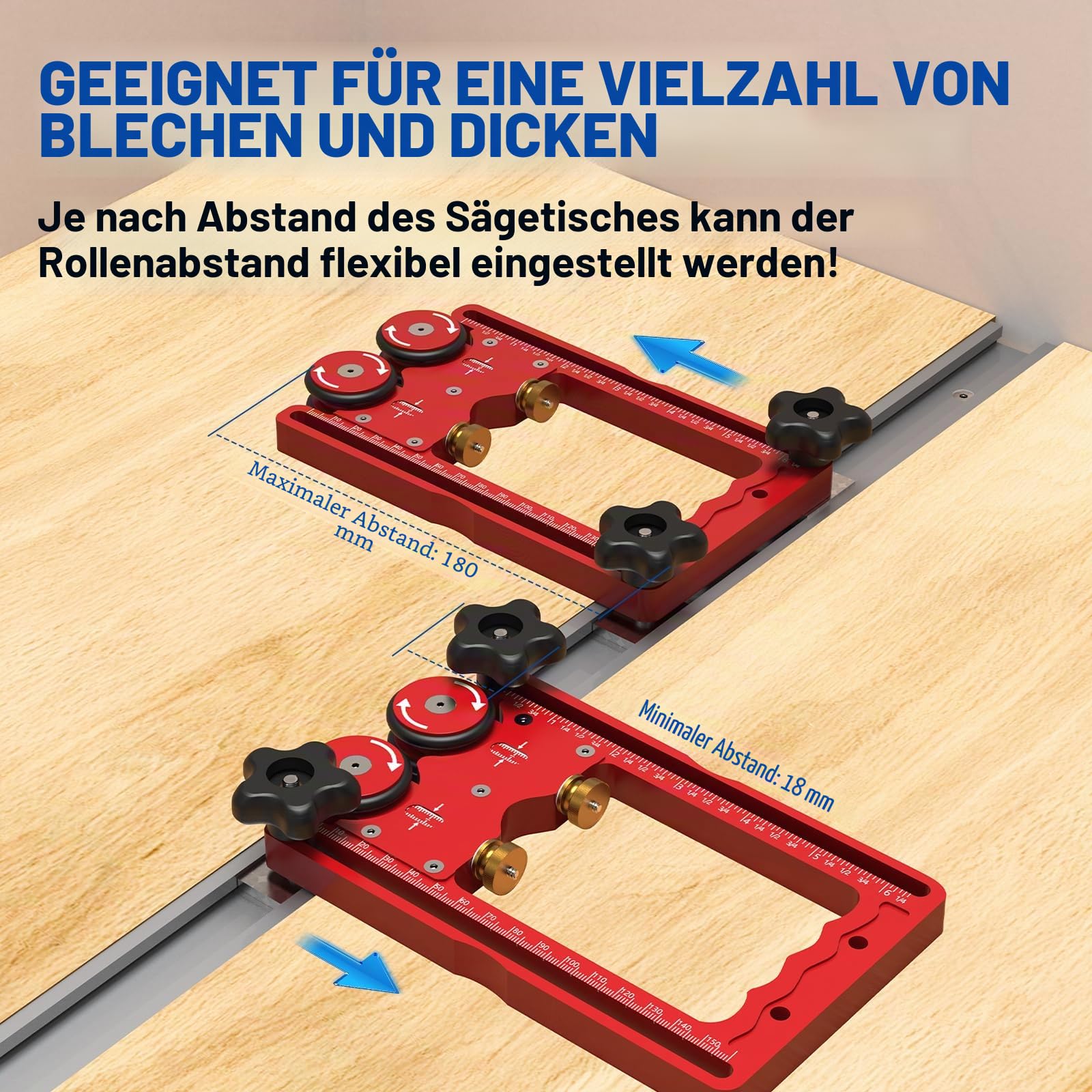 Tischsägen-Press-Feeder-Lagerrolle, 160 mm, Doppelradlagerrolle mit Einweg-Rad, Aluminiumlegierung, Tischsägen-Feederführung, Tischsägen-Rollen (2)