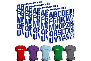 220 Pcs Blue Iron-On Letters For Clothing: Alphabetical Vinyl Heat Transfer For...