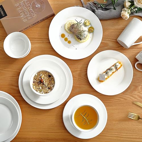 Miniatura 5 de Loymokinar Round dinnerware Sets 16-Piece Porcelain dish set white
