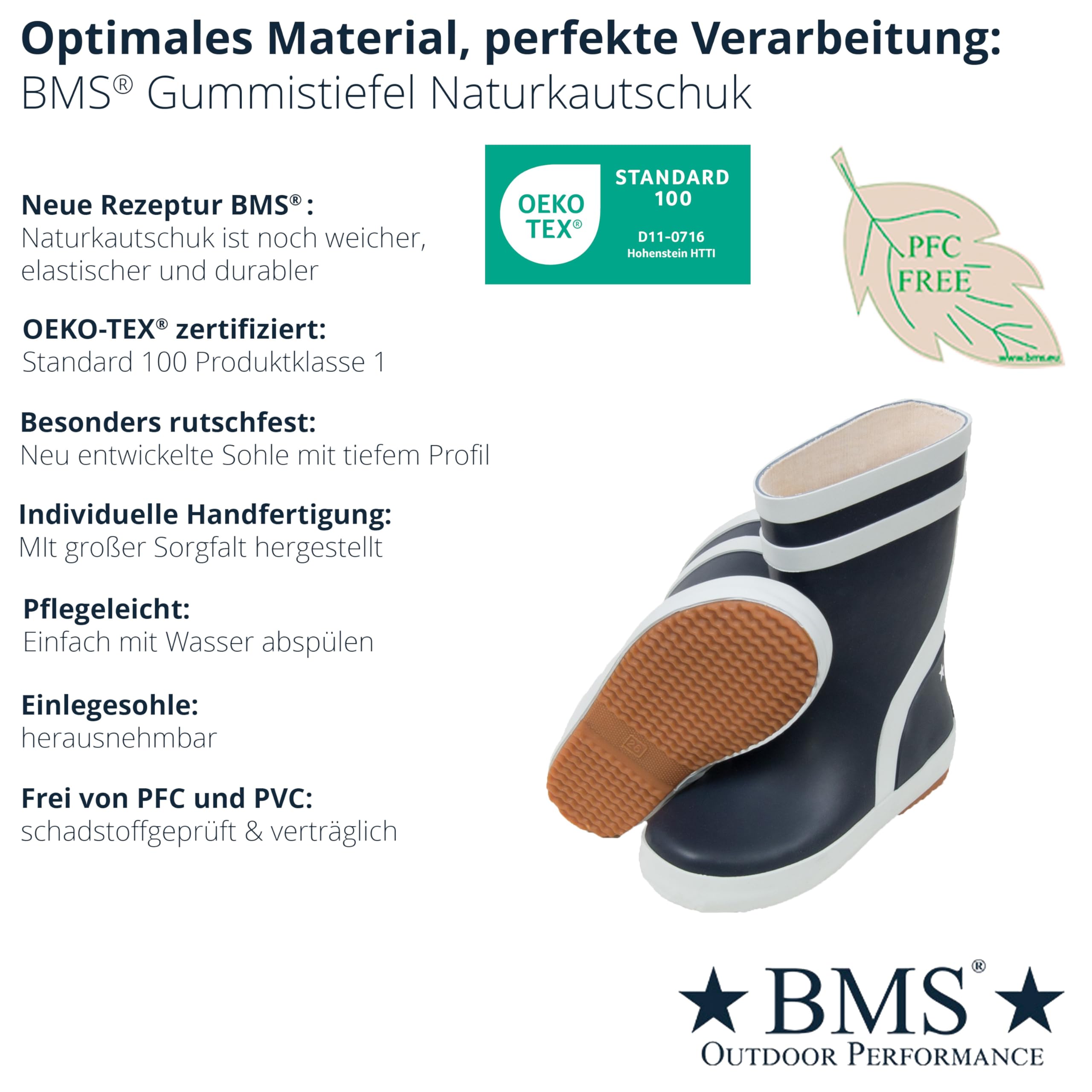 BMS Kinder Gummistiefel Naturkautschuk
