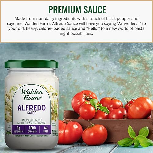 Miniatura 4 de Walden Farms Salsa ligera Alfredo de 12 onzas (paquete de 2)  Gruesa y cremosa, vegana, apta para paleo y ceto, sustituto de la leche sin lácteos,