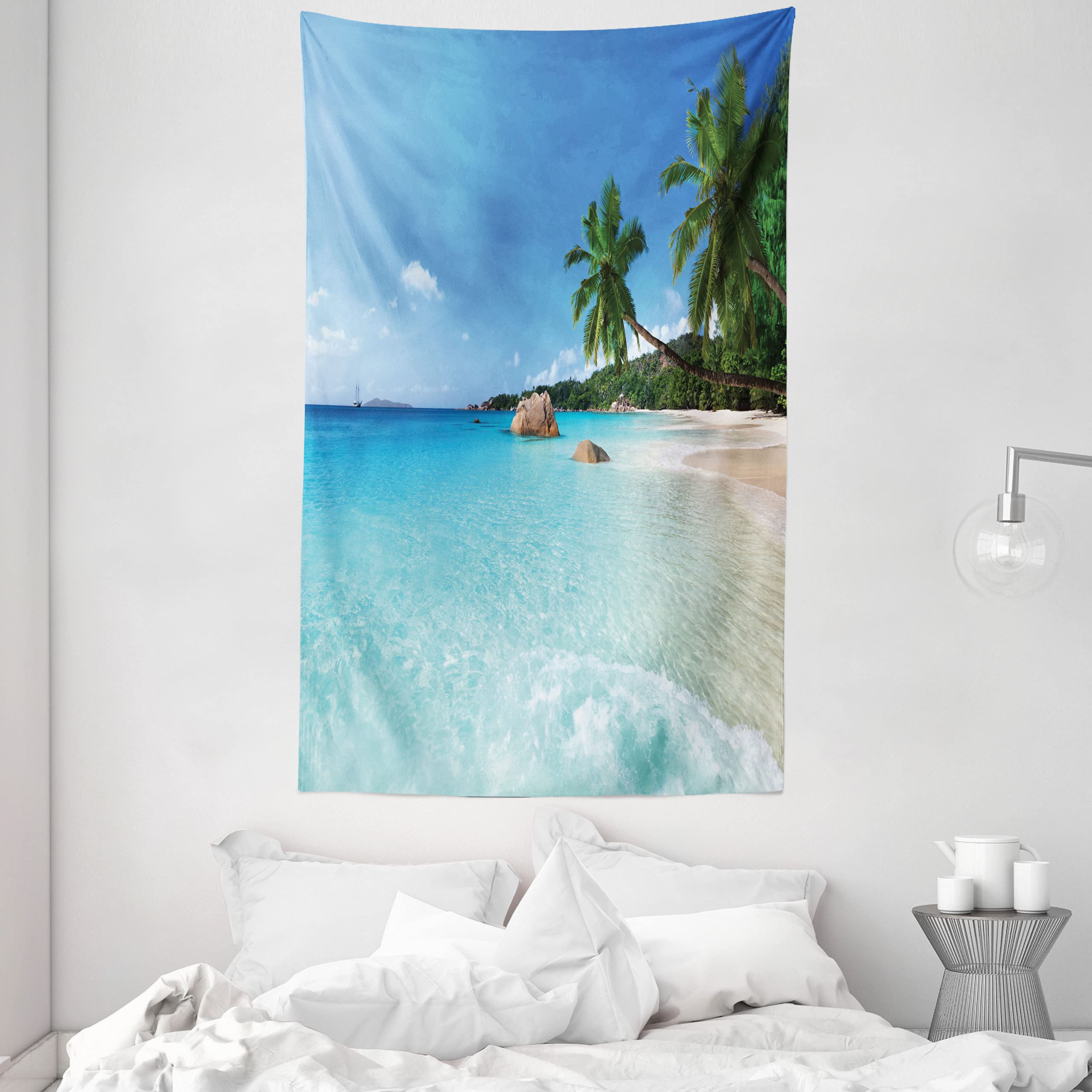 ABAKUHAUS Ocean Tapestry, Anse Lazio Beach at Praslin Island Surfing Beach Scenic View Travel