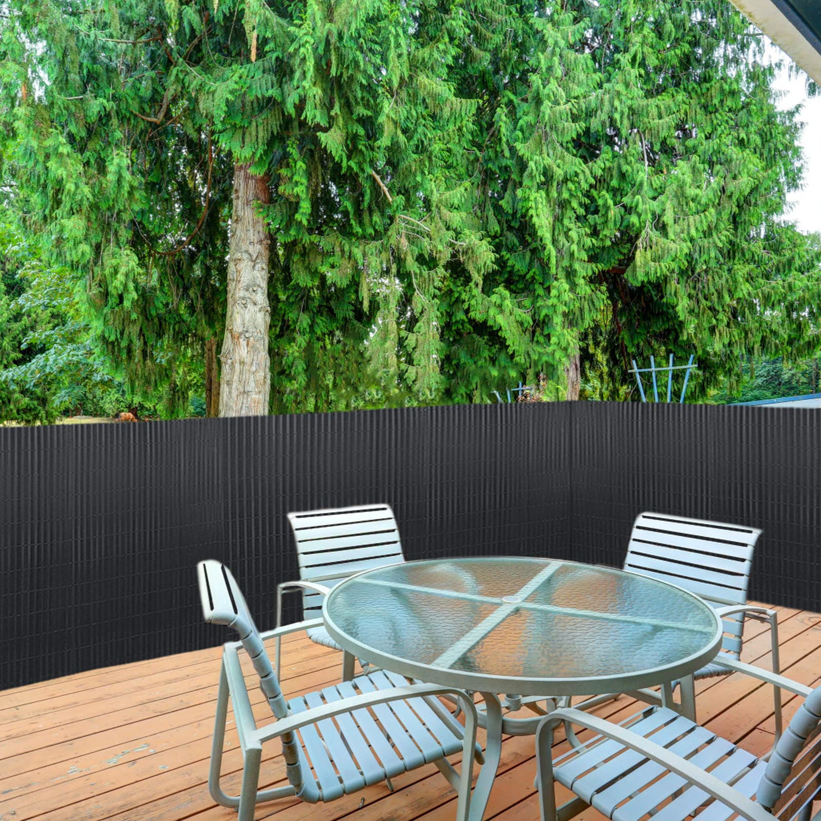 YUENFONG Paravento PVC 160x1000 cm Antracite per Balcone Giardino Terrazza