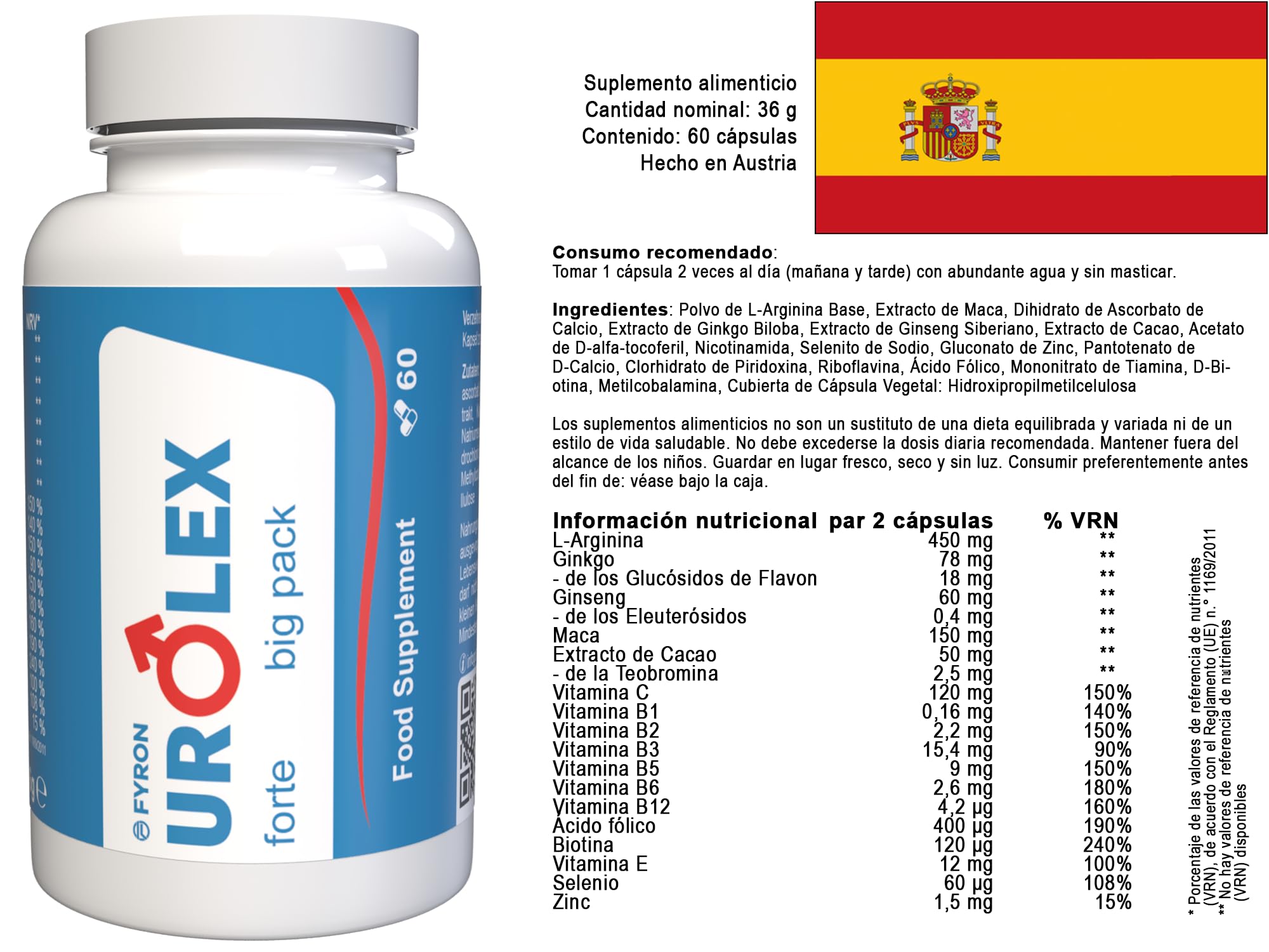 Urolex forte für Männer - 180 Kapseln (3x60 Kapseln) - 3er Pack