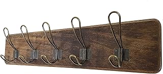 Rustic Farmhouse Wall Mounted Coat Rack – 24” Reclaimed Wood Board with ...
