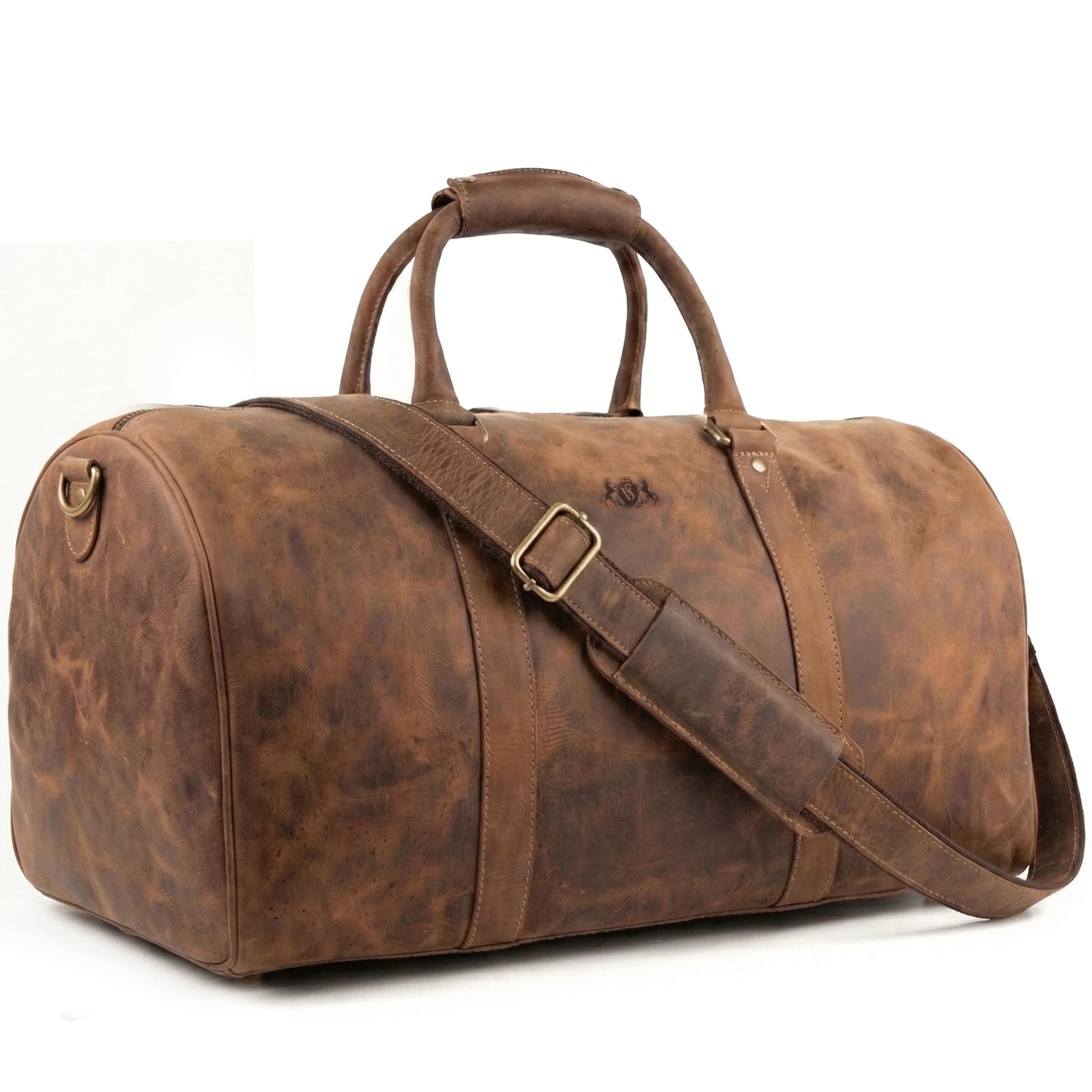 SID & VAIN große Weekender echt Leder Sporttasche Hank 55 cm XL Reisetasche Handgepäck Herrentasche mit Schultergurt Ledertasche Herren braun handgefertigt