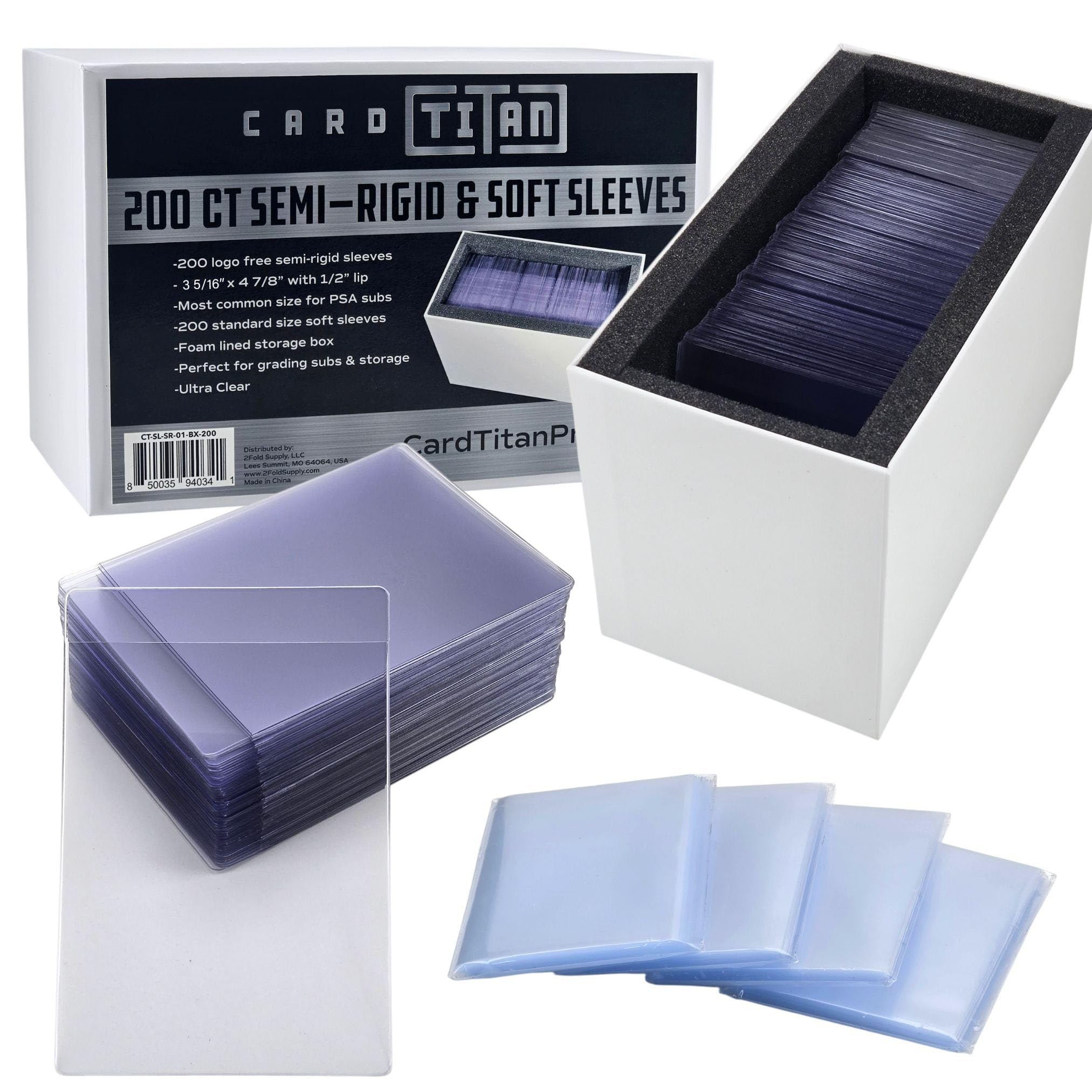 Card Titan 200ct Semi Rigid & Penny Sleeves - Foam Lined Card Storage Box