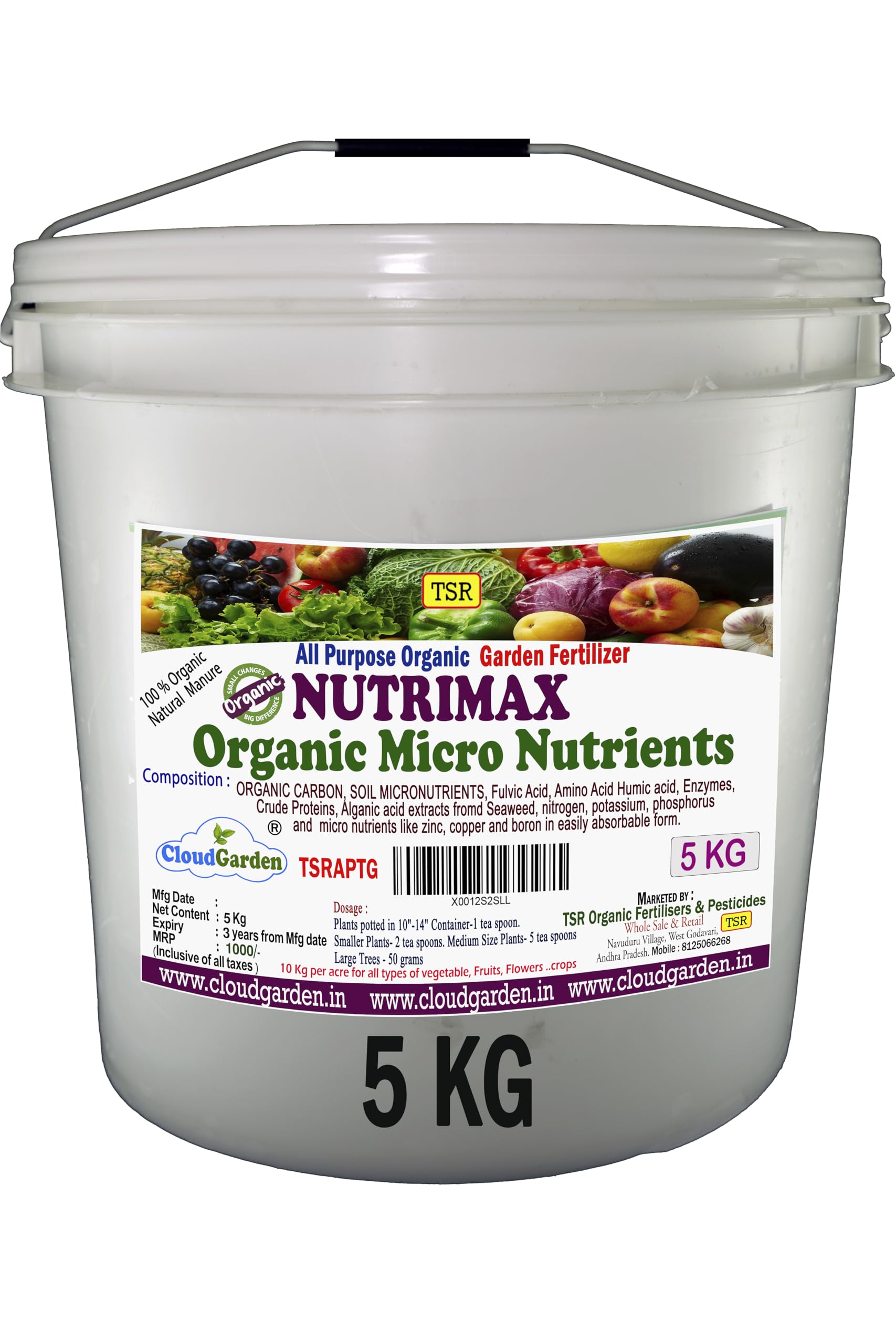 TSR Organic Fertilisers & Pesticides Nutrimax Organic Garden micronutrient Fertilizer granules 5 Kg bucket contains 15 Macro & Micro nutrients (B07XV7KR13) Amazon Price History, Amazon Price Tracker