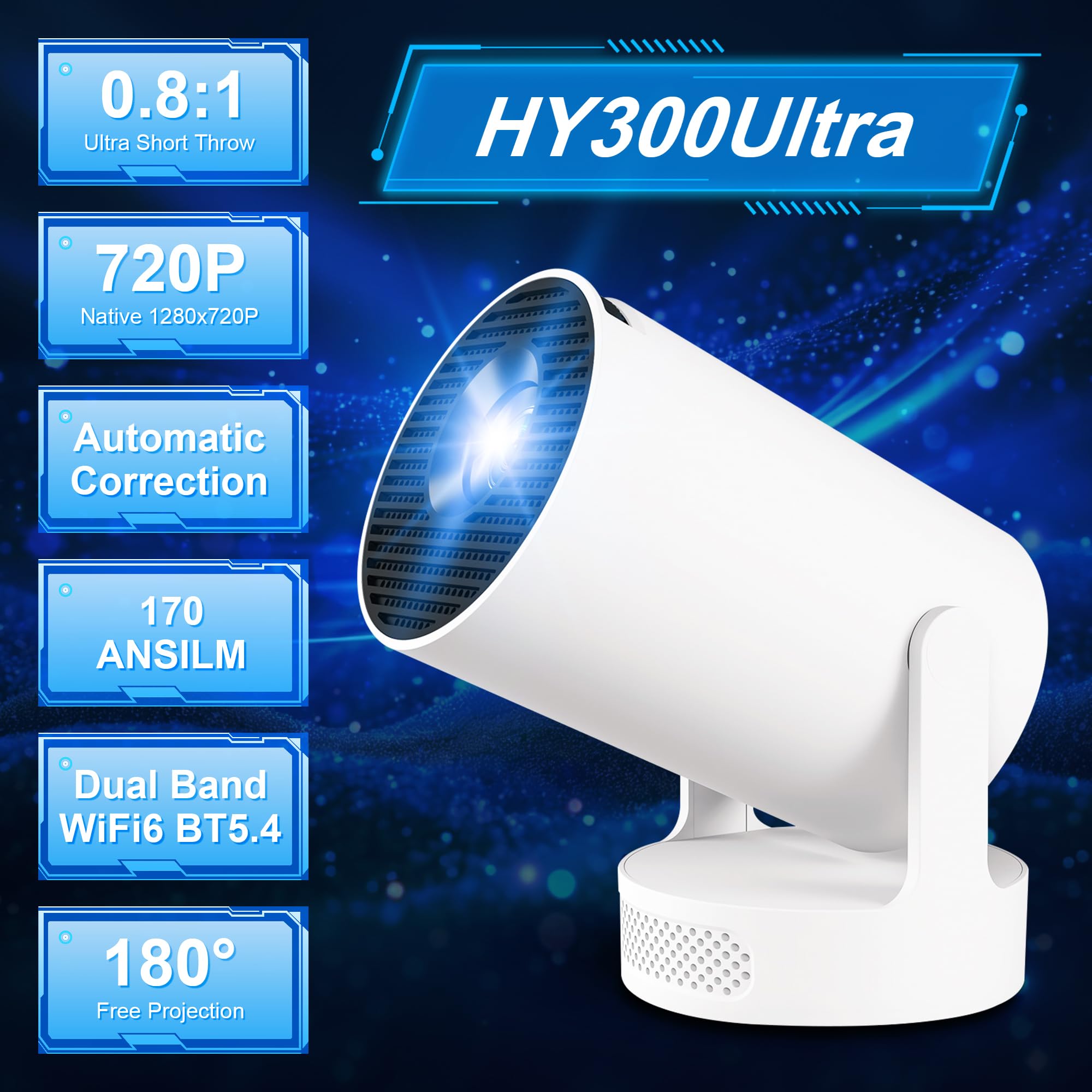 Mini Projektor 4K Beamer Tragbarer Minibeamer 2.4/5G Dual WiFi6 Android 11 1080P Full HD unterstützt für Telefon/PC/Lap/Stick HDMI Heimkino Externer Lautsprecher