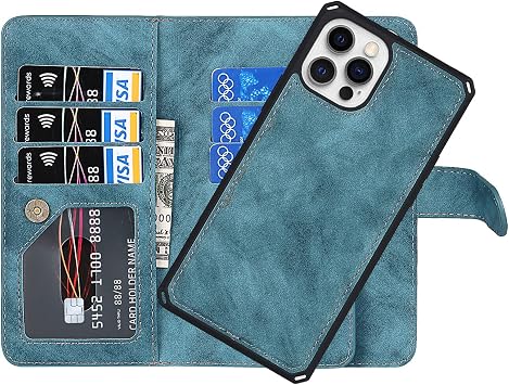 Pelanty Free Removable Both Cases for iPhone 12 Pro Max 2 in 1 Case Notebook Type with Strap Separating Case 2-Way iPhone 12 Pro Max Back Cover Large Capacity Wallet Type Card Storage Coin Purse