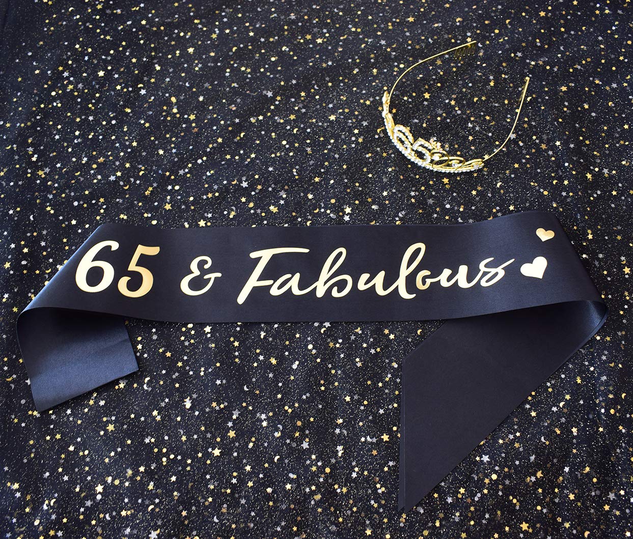 Couronne Anniversaire Écharpe Et Diadème 65 Ans - Couronne Cristal Or Rose Pour Anniversaire Femme Accessoire Fête Féminin