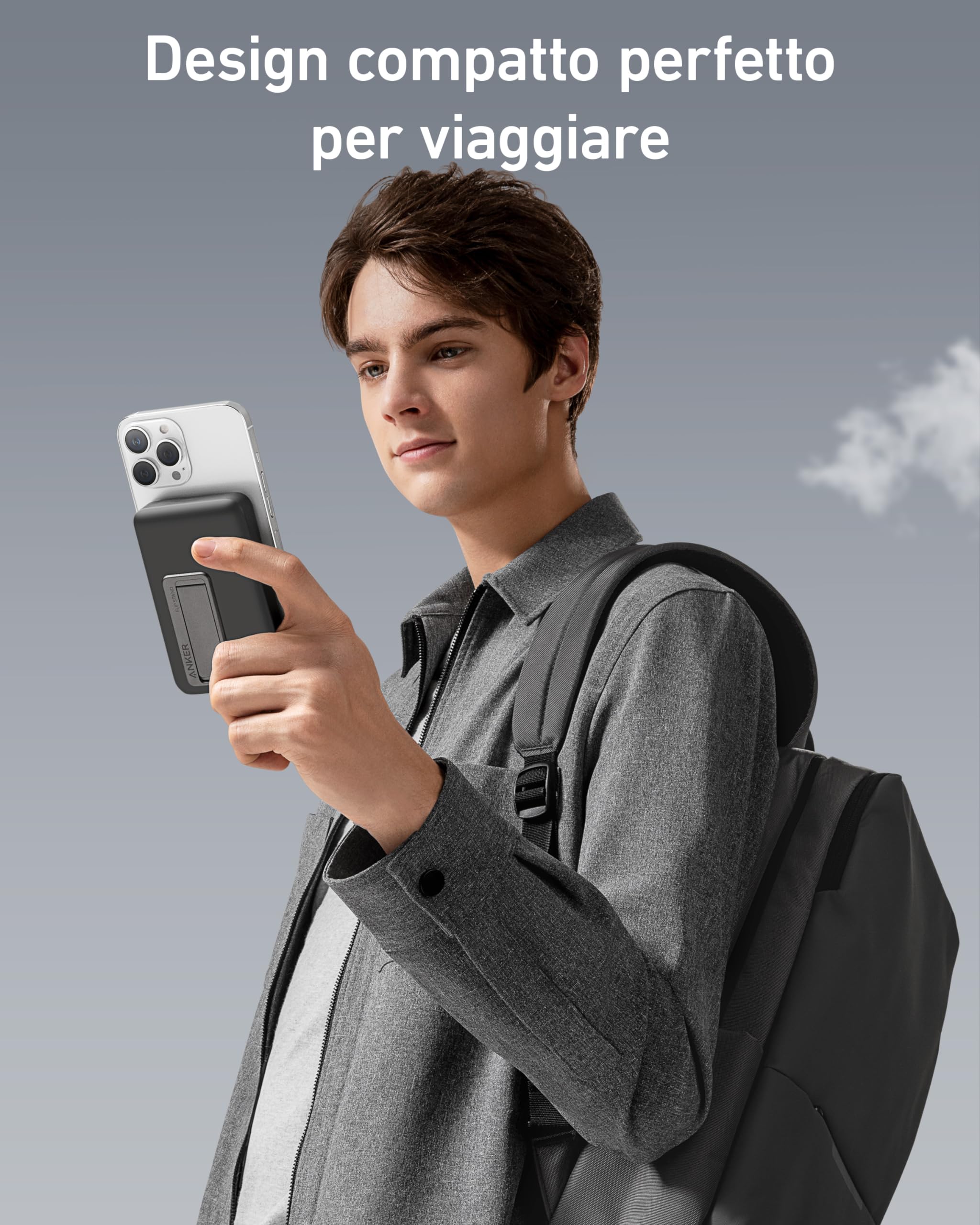 Anker Power Bank Magsafe 10000 mAh, 633 Ricarica Magnetica Senza Fili, Powerbank Magnetico Pieghevole con USB-C per iPhone 17 Pro Max/Serie 16-12(Nero)