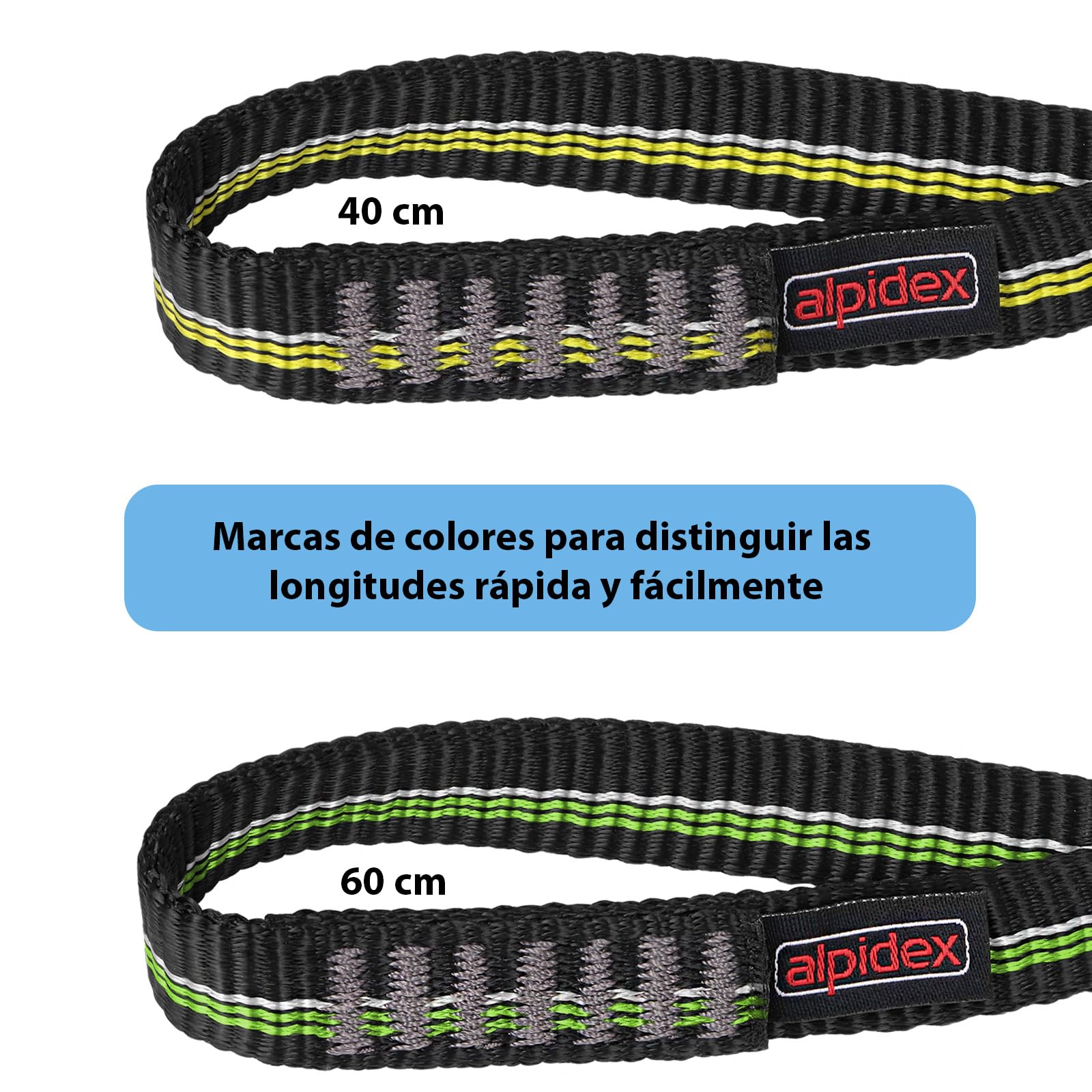 ALPIDEX Eslingas de cinta escalada 40 60 80 120 cm conjunto 4 piezas poliamida