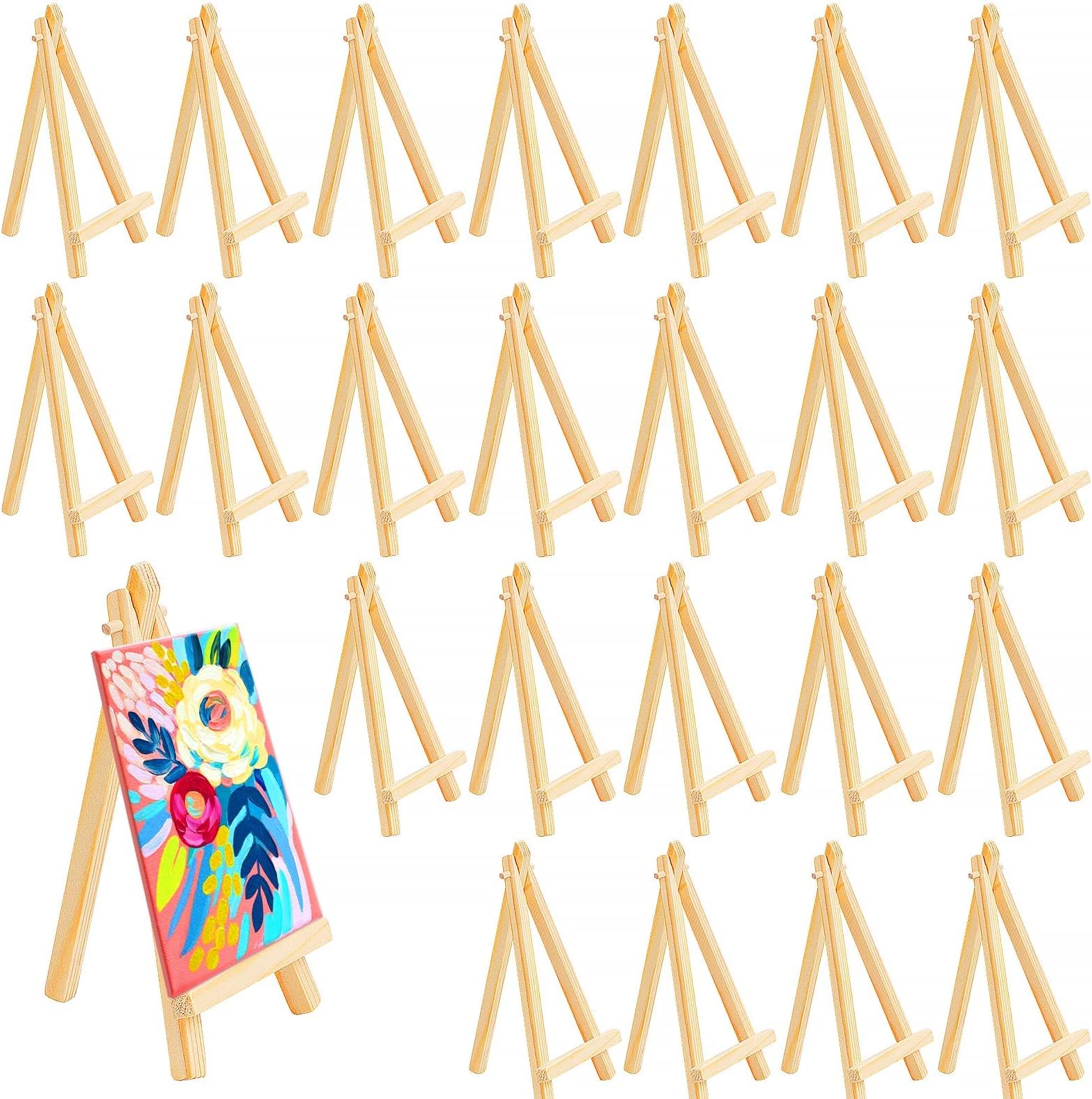 40Pcs Wooden Mini Easel Stand, Mini Wood Artist Easels Triangle Small