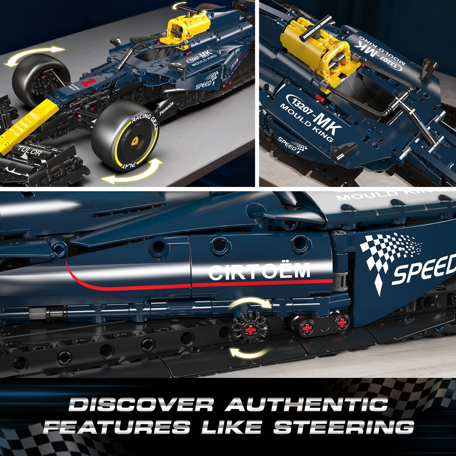Mould King 13207 Juego de construcción de Coche Deportivo técnico, supercoche estático para exhibición, Modelo Coleccionable de Bloques para 14+, 1810 Piezas