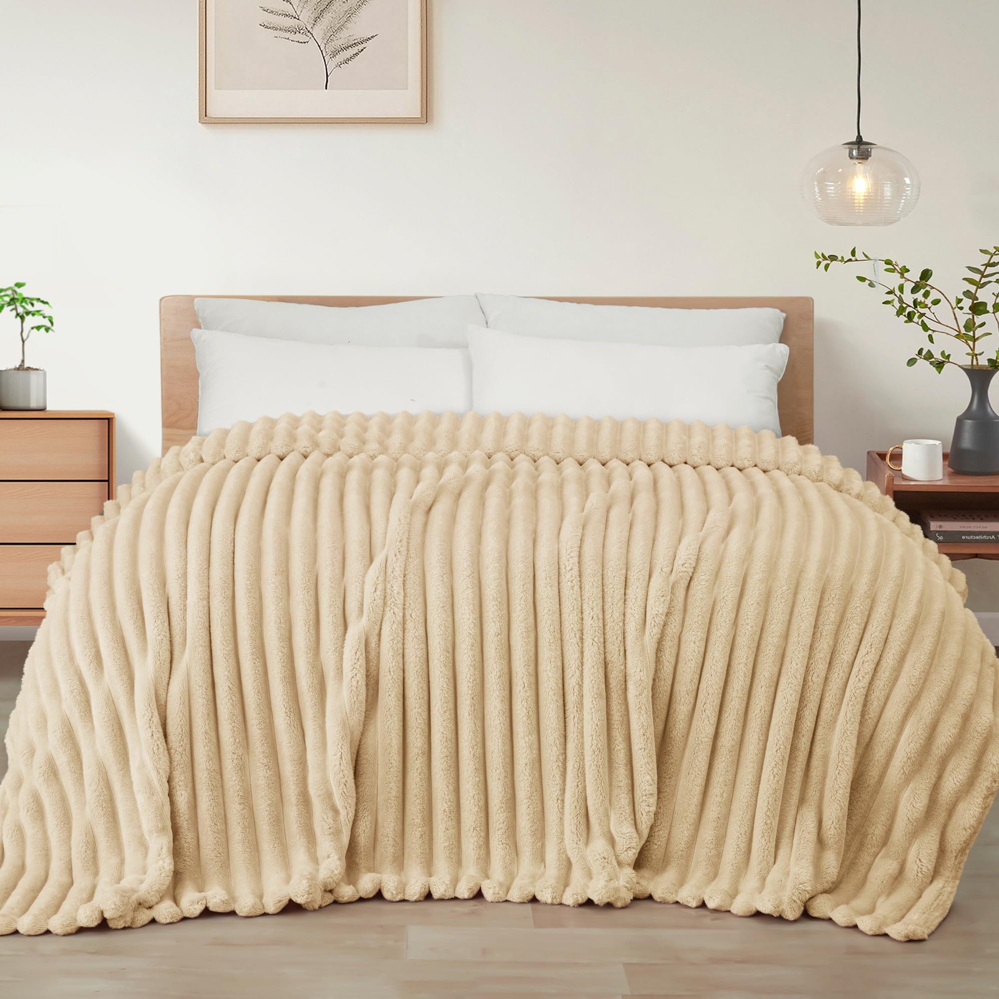 Exclusivo Mezcla Camel Manta Sofá - Manta Franela para Cama, Manta Polar, Doble Cara Suave, Fácil Cuidado y Ultra Ligera, Todas Estaciones, 220x240 CM OEKO-TEX STANDARD 100