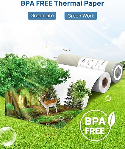 Miniatura 5 de POLONO - Papel de impresión térmica de tamaño carta de 85 x 11 pulgadas papel térmico para impresora inalámbrica POLONO FT800 2 rollos total 200