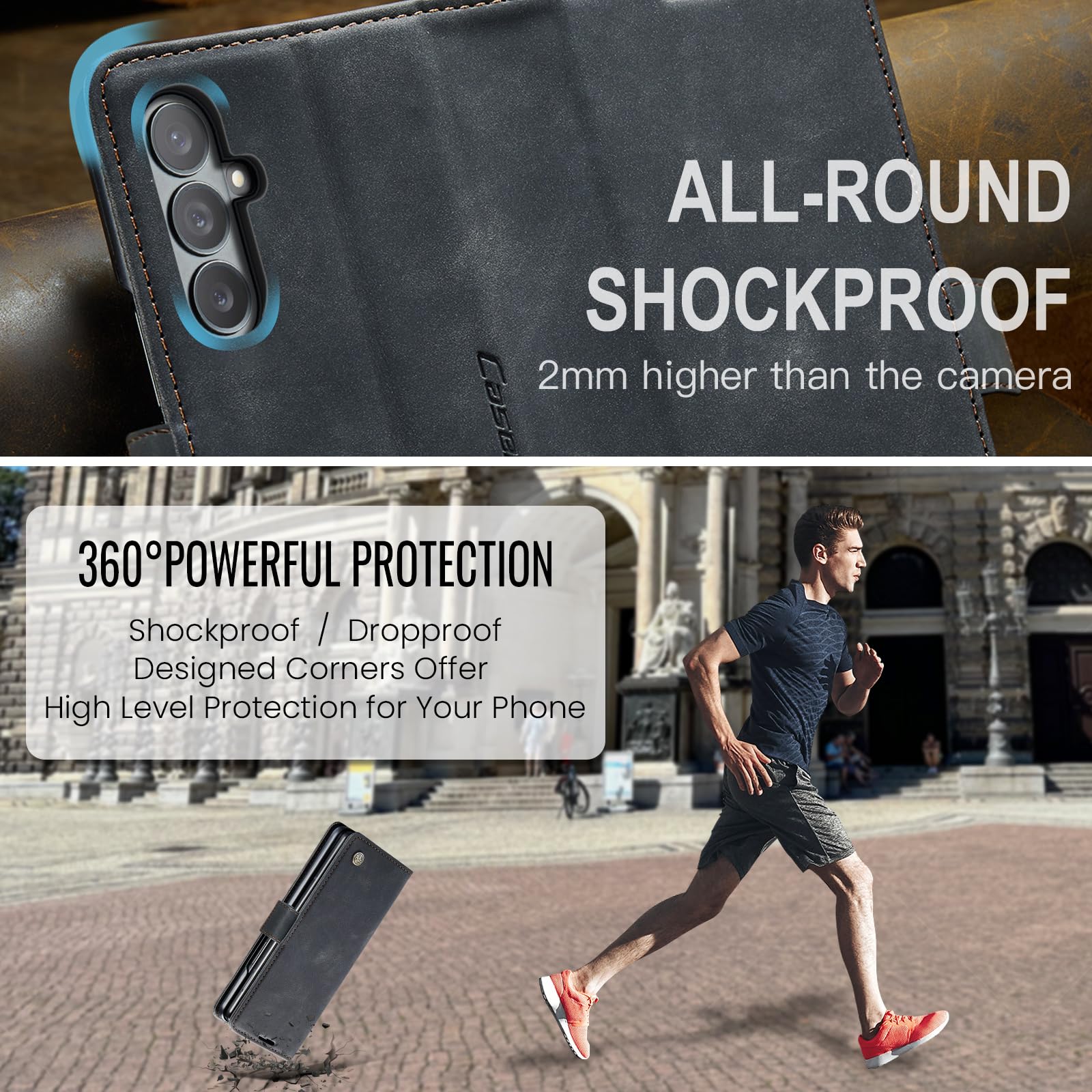 Azororo Cover per Samsung Galaxy Z Fold 7 5G, Premium PU Pelle Custodia, Magnetica Carta Fessura Portafoglio Case, Flip Cavalletto Custodia per Samsung Galaxy Z Fold 7 - Nero