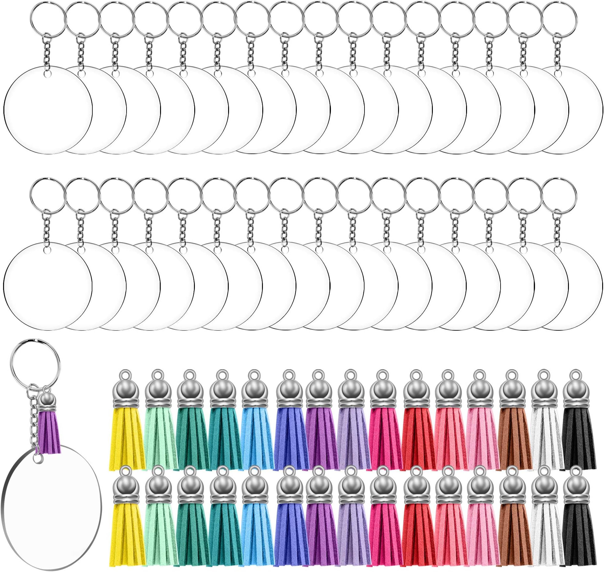 120 Pcs Acrylic Keychain Blanks
