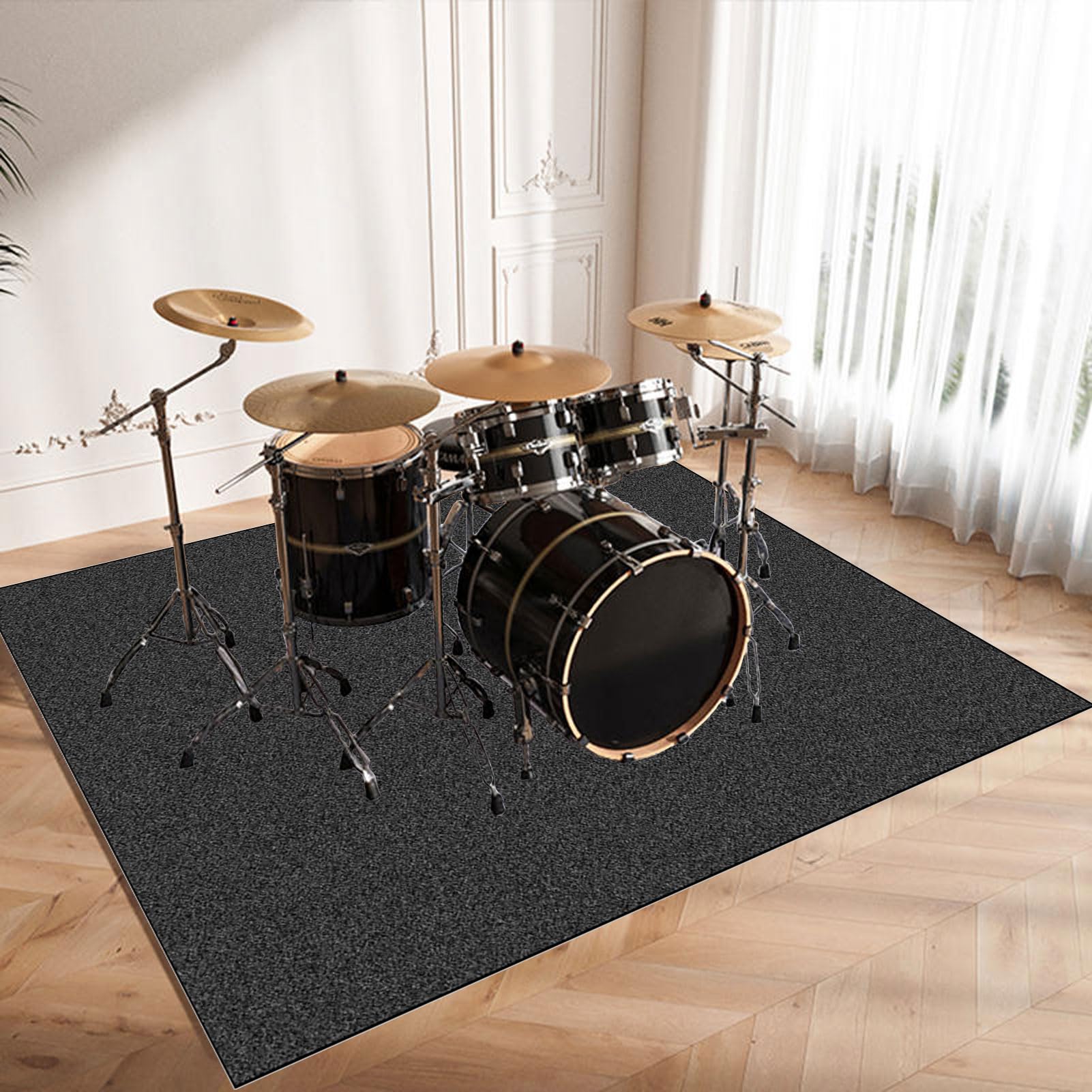 Tappeto Batteria, 180 x 140 cm Tappeto Tappeti Rettangolari Antiscivolo,Tappeto A Tamburo Batteria Elettronica, Tappetino Insonorizzato Antiscivolo per Grancassa Rullante Tamburo Jazz Tappetini