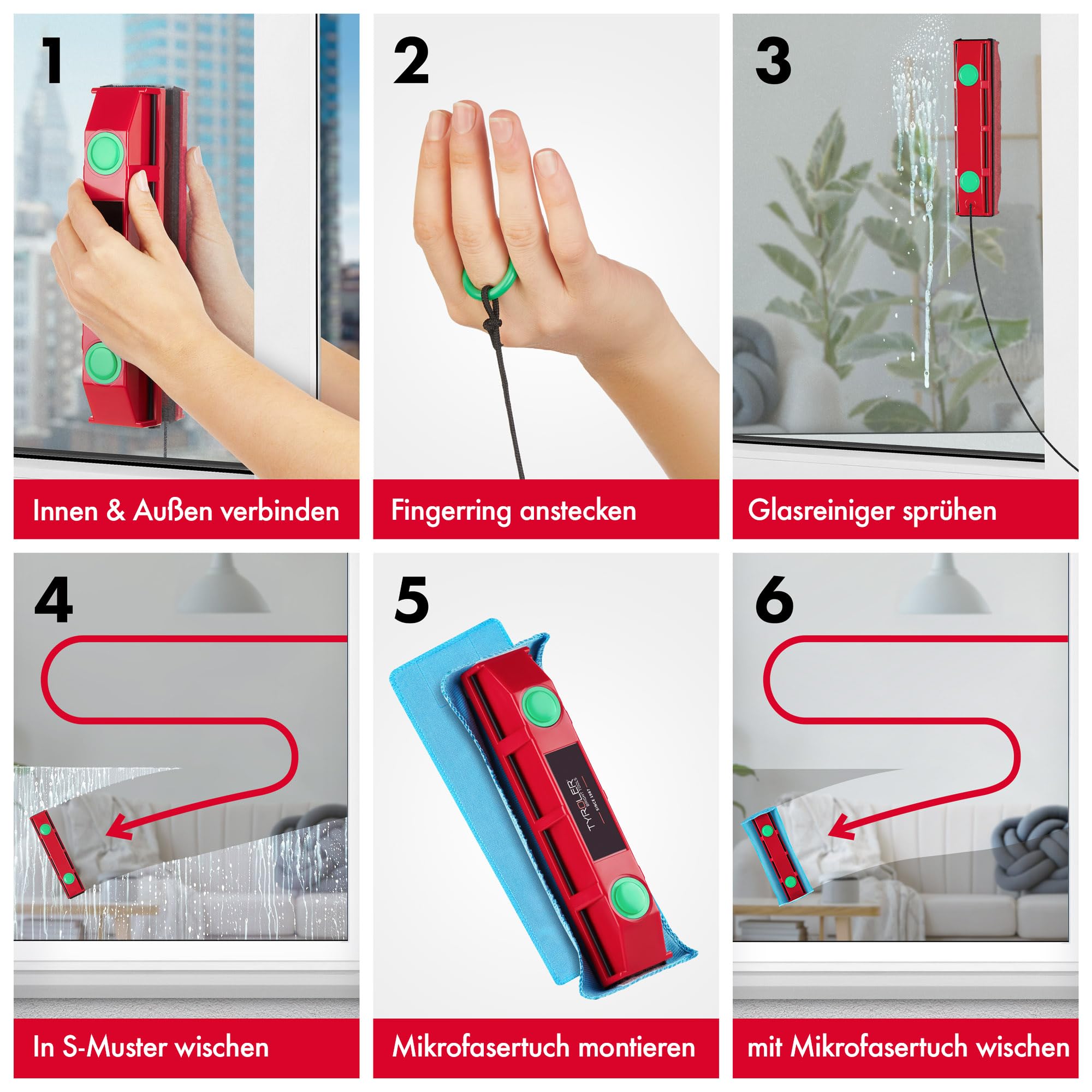 Tyroler Der Glider D-3 Magnetischer Fensterreiniger für 20-28mm Doppelglas | | Fensterputzer magnetisch für 20-28mm Doppelglas , beidseitig | Fensterreiniger magnetisch | Magnet Fensterputzer