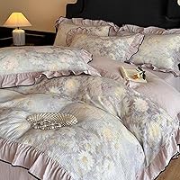 Vista 245 de 3 piezas de juego de funda de edredón tamaño individual XL, funda de edredón blanca con estampado floral azul, ropa de cama coquette de algodón