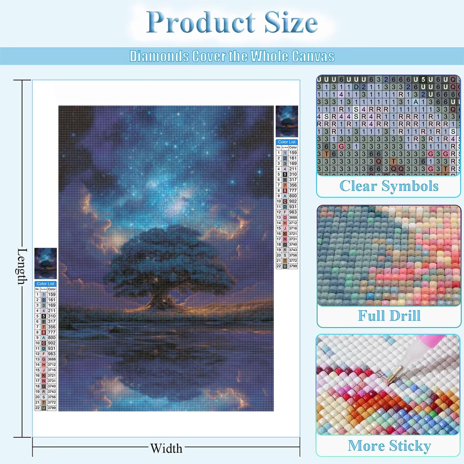 Kompletny zestaw do malowania diamentowego dla dorosłych, 5D diamentowa sztuka kryształowa sztuka, 60 x 90 cm DIY kryształowa mozaika z dżetów na płótnie do dekoracji domu i relaksu, snu i drzewa 2Z