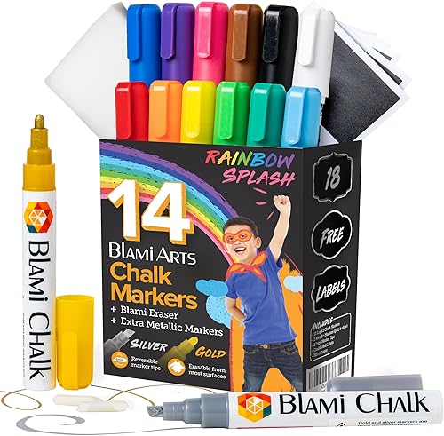 Blami Arts - Juego de 12 marcadores de tiza líquida pastel colores terrosos como los de pizarrón marcadores no tóxicos a base de agua con puntas