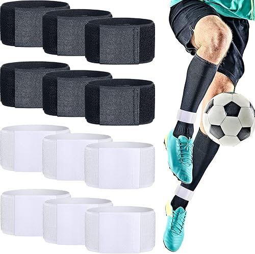 Liliful Espinilleras antideslizantes para fútbol, 12 unidades, para calzar, calcetines de fútbol, correas fijas para deportes, patadas, correr,