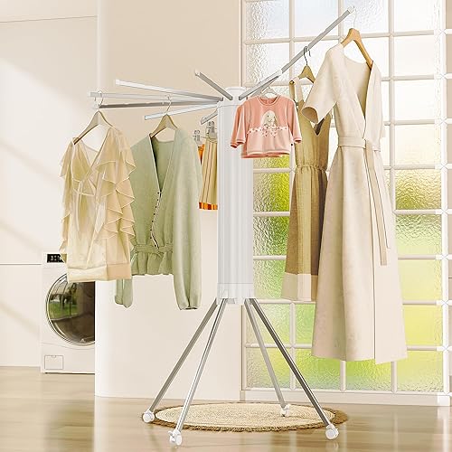 Miniatura 42 de JOOM Estante de secado de ropa con trípode, estante portátil y plegable para ahorrar espacio, estante de secado de ropa, ropa plegable, balcón