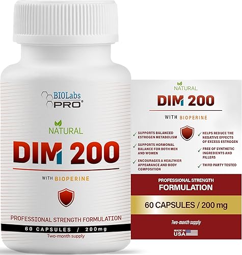 Suplemento DIM para mujeres y hombres, DIM 200 mg Suplemento oral equilibrio hormonal, equilibrio hormonal para mujeres y hombres, diindolilmetano