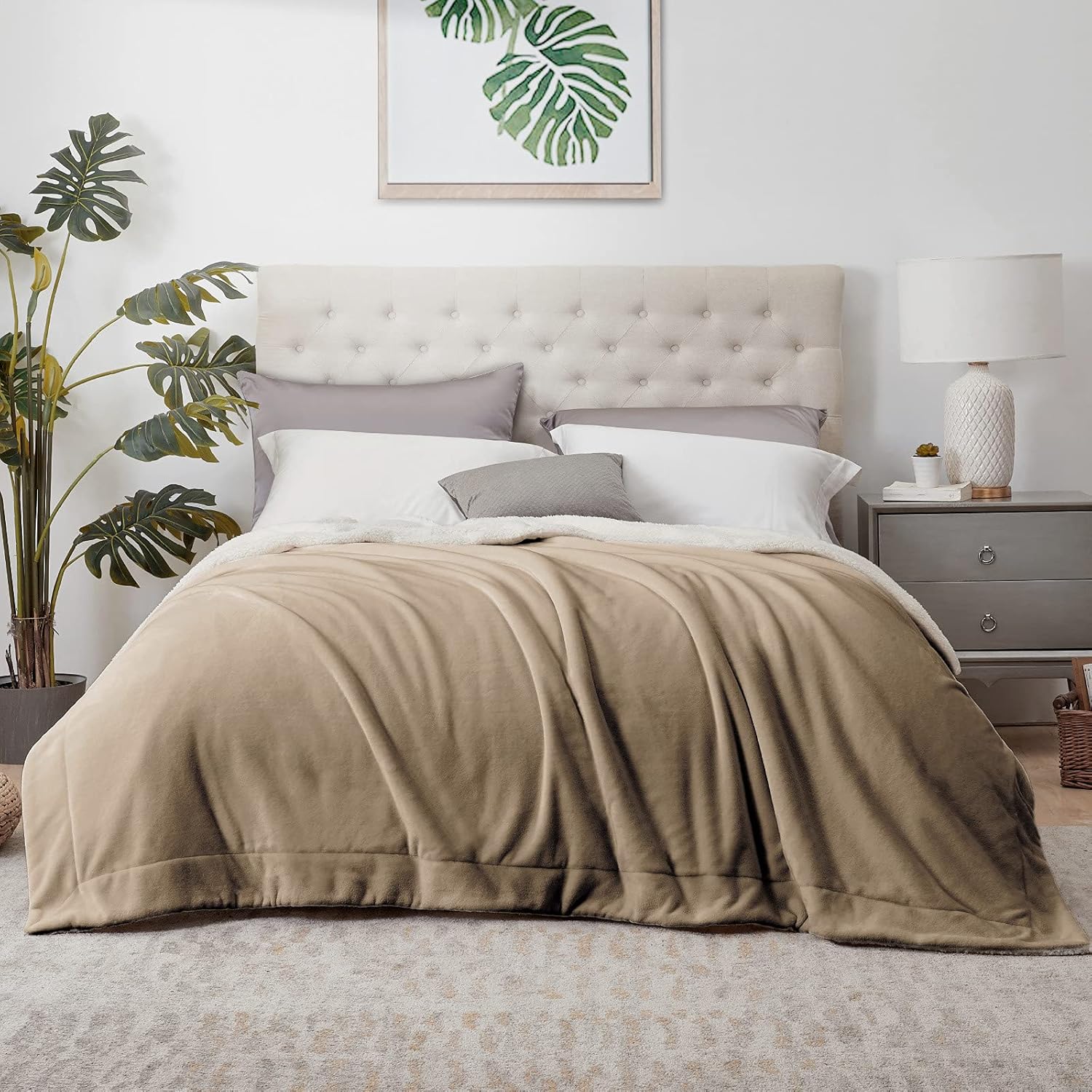 Walensee Sherpa Fleece Blanket (Twin Size 60”x80” Camel) Plush Throw Fuzzy Super Soft Reversible Microfiber Flannel Blankets for Couch, Bed, Sofa Ultra Luxurious Warm and Cozy for All Seasons