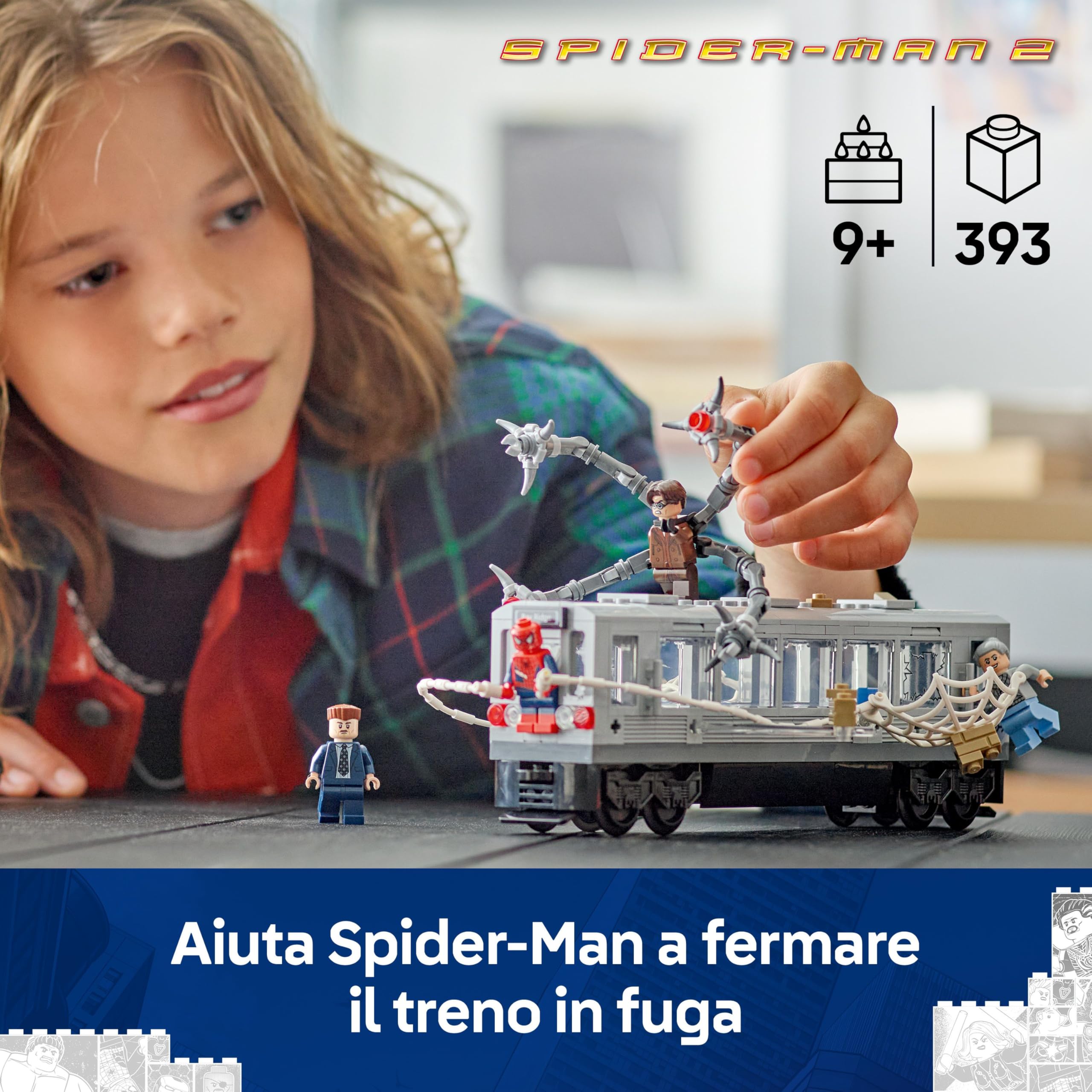 LEGO ǀ Marvel Spider-Man Contro Doc Ock: Duello sul Treno - Giocattolo da Esposizione con 4 Minifigure - Regalo da Collezione Da Supereroi per Bambini da 9 Anni in su Fan del Film - 76321