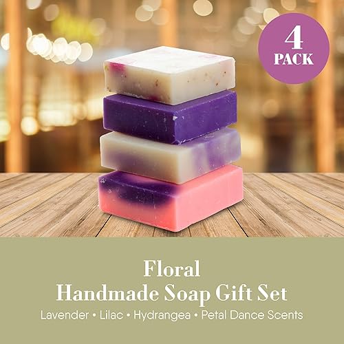 Miniatura 7 de 360Feel Floral 4 barras de jabón grandes  aromas de flores lavanda, lila, hortensia  Juego de regalo de aniversario de boda  Hecho a mano natural