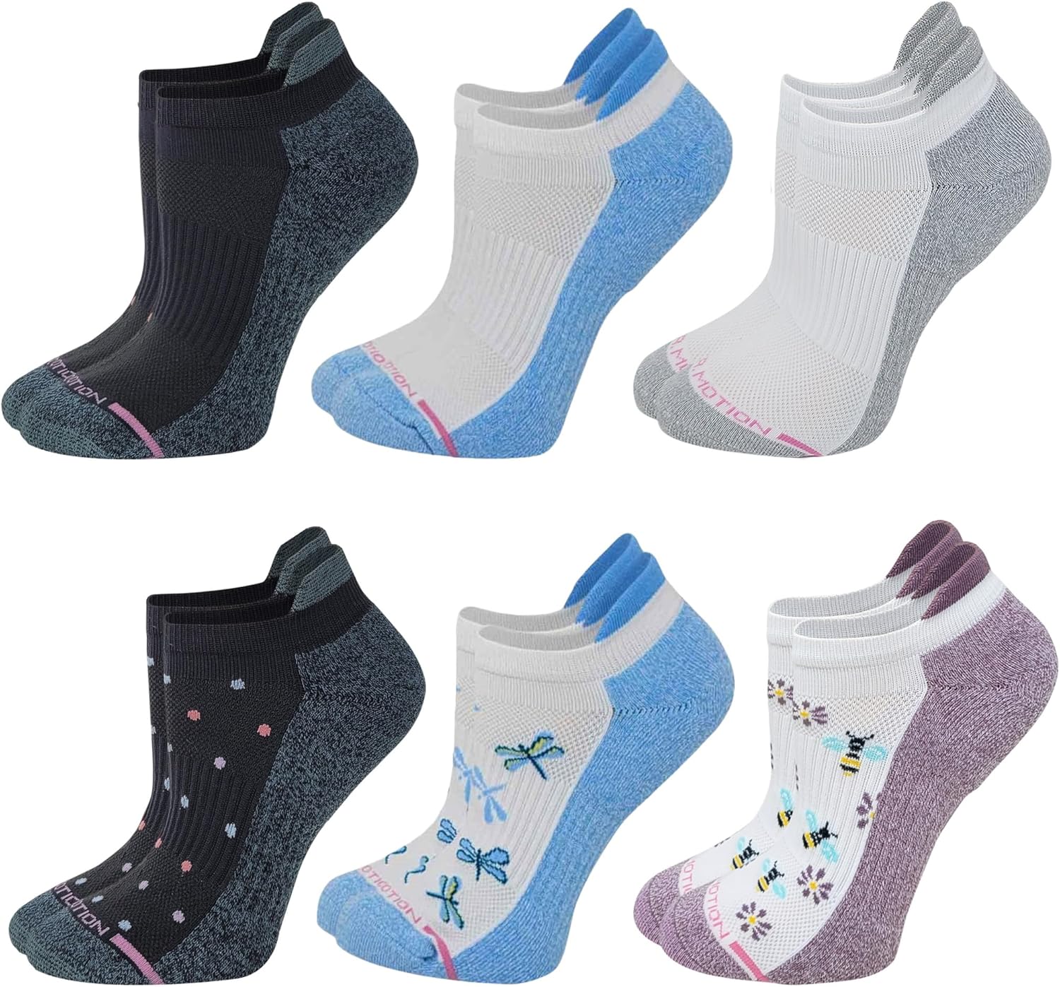 Motion Dr Women's Men 6pk Compression Low Cut Anklet Socks