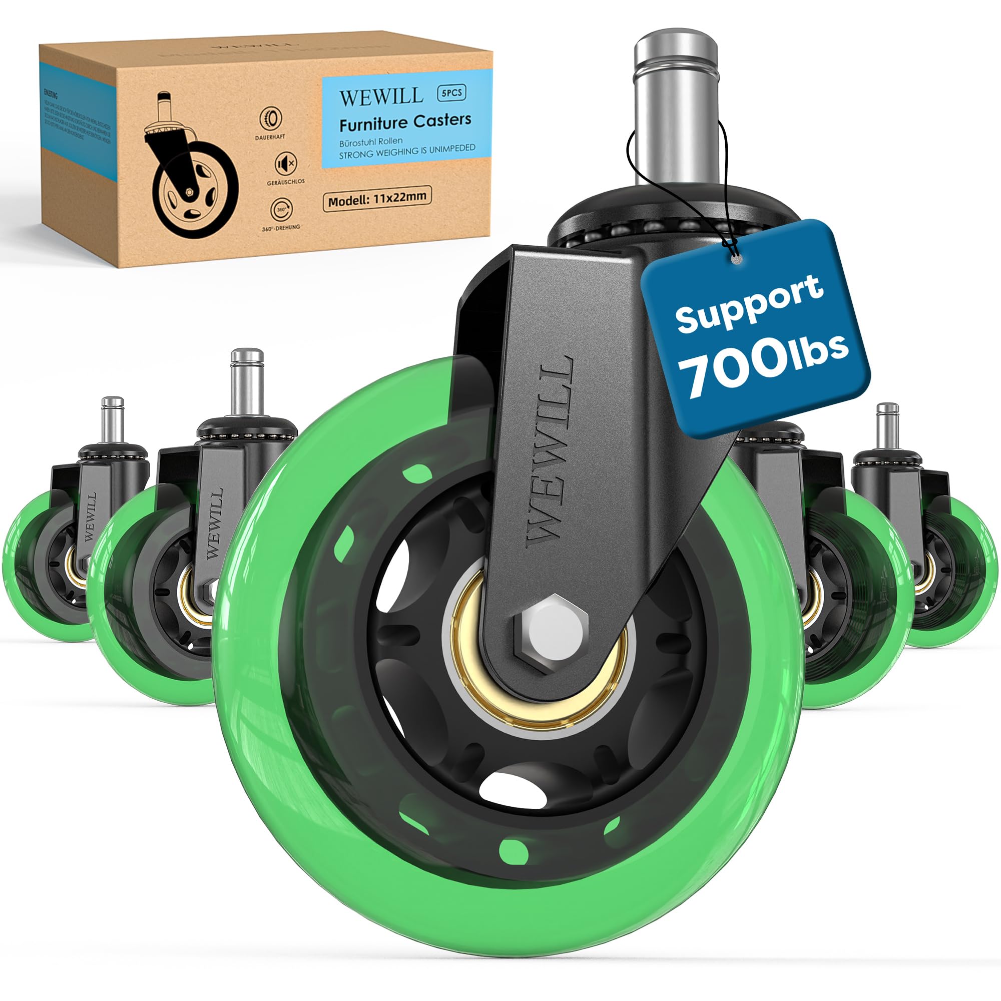 Photo 1 of WEWILL Office Chair Wheels - Set of 5 Heavy Duty 3" Smooth Rolling