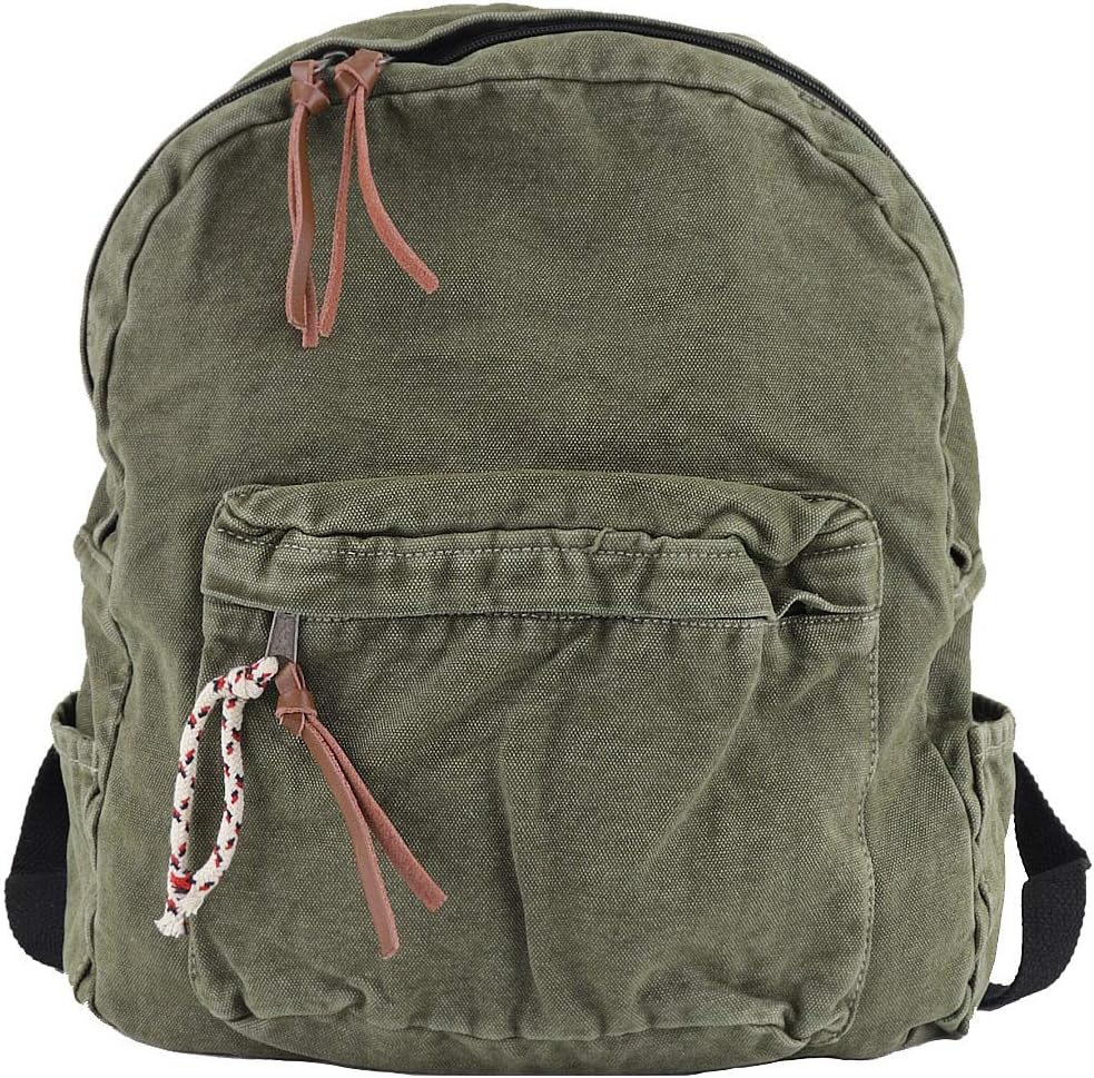 Backpack for Women Men Soft Denim Canvas Bag Casual Travel Backpacks Jeans Daypack Pure Colour Green