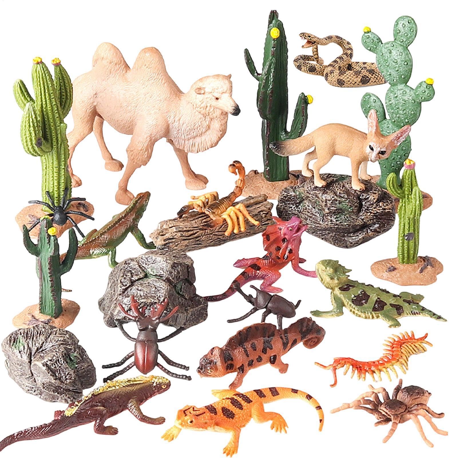 Figuras de animales en miniatura ideales para decorar estantes infantiles y jugar en casa