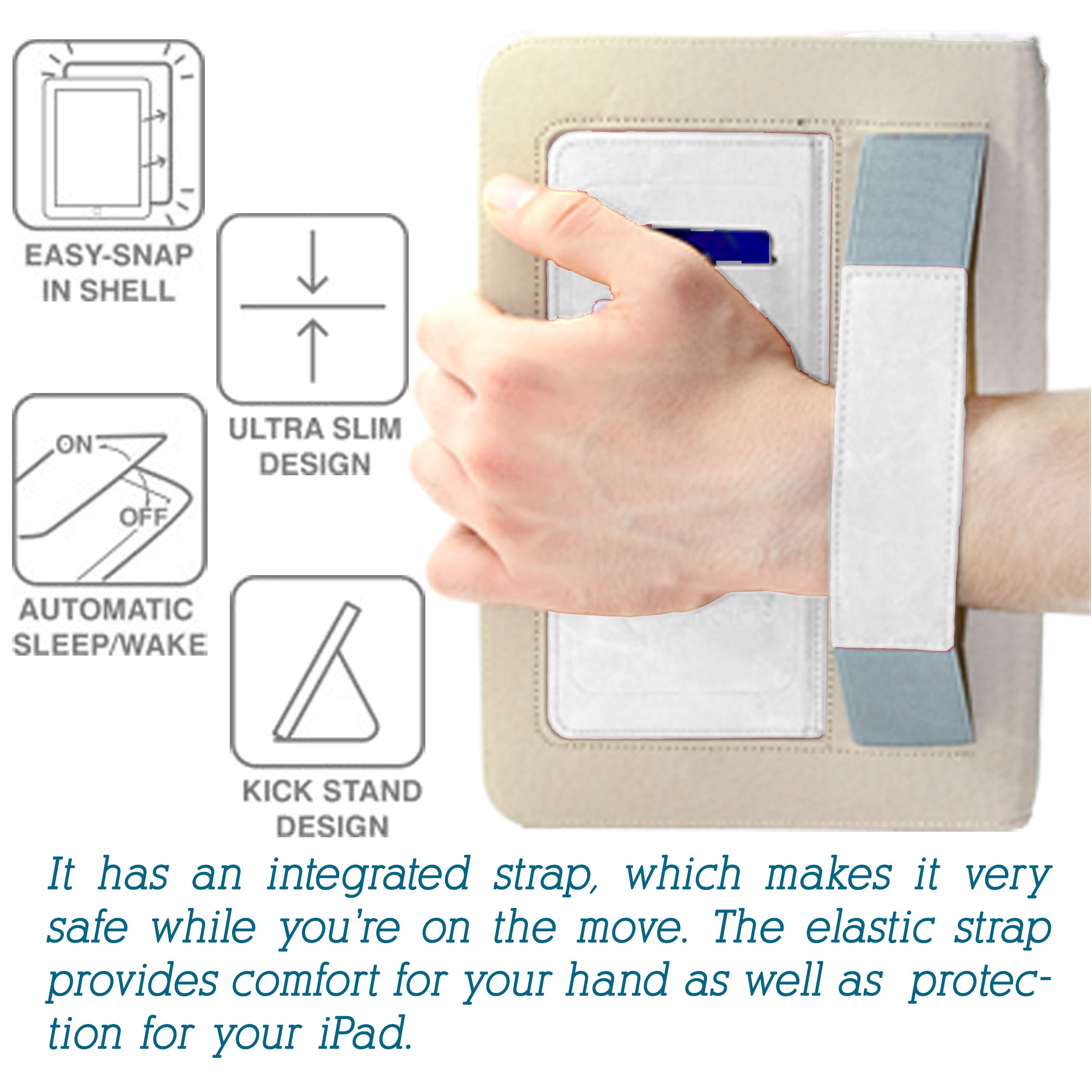 Gorilla Tech Custodia In Pelle Per IPad Air 2 / Air Con Supporto, Slot Carte E Cinghia. Include Pellicola Protettiva.