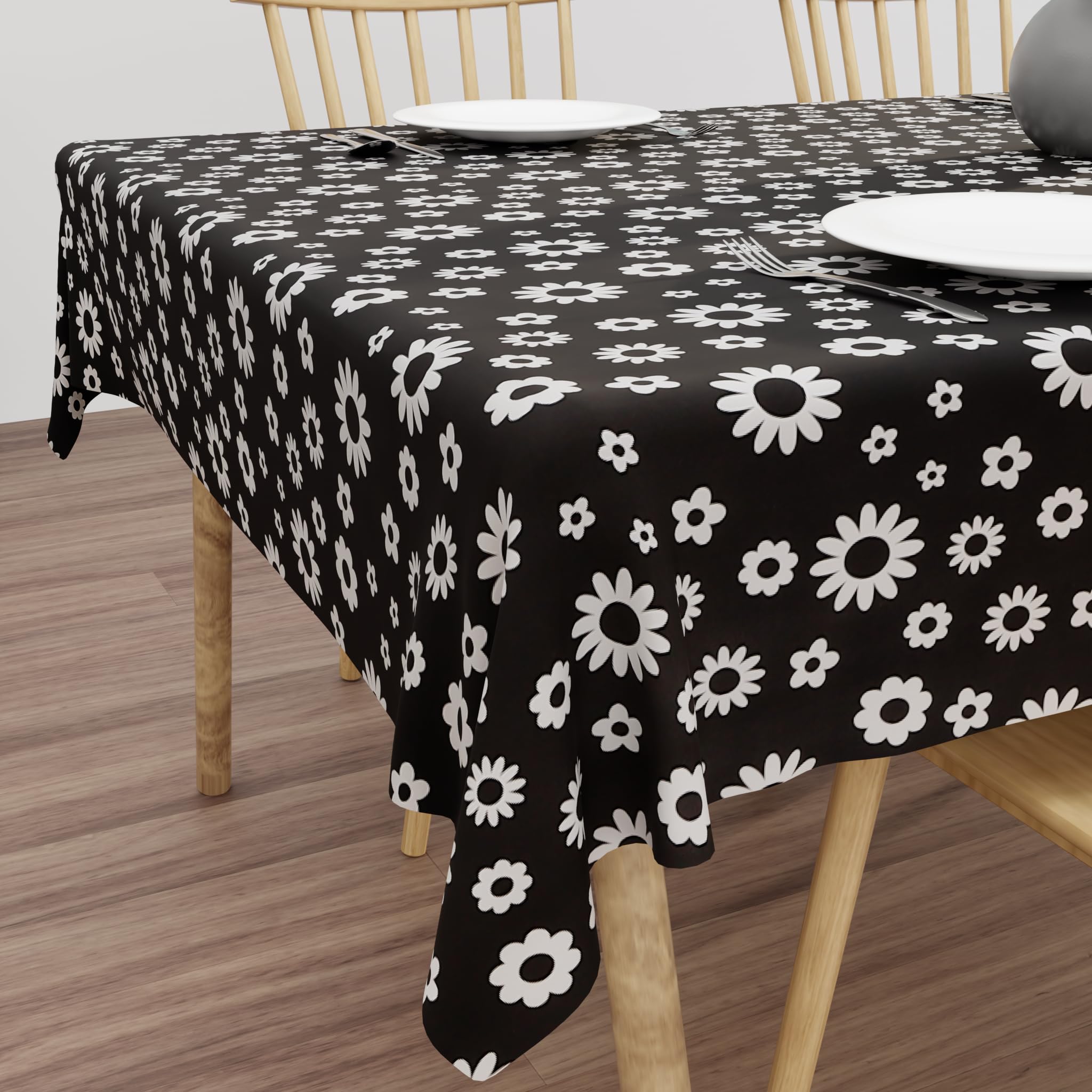 Wings Star Premium Center Table Cover, PVC Fabric, 40x60 inch Size | Table Cloth 4 Seater | PVC 4 Seater Rectangular Center Table Cover | Table Cloth for Dining, Party, Events | Heatproof Black