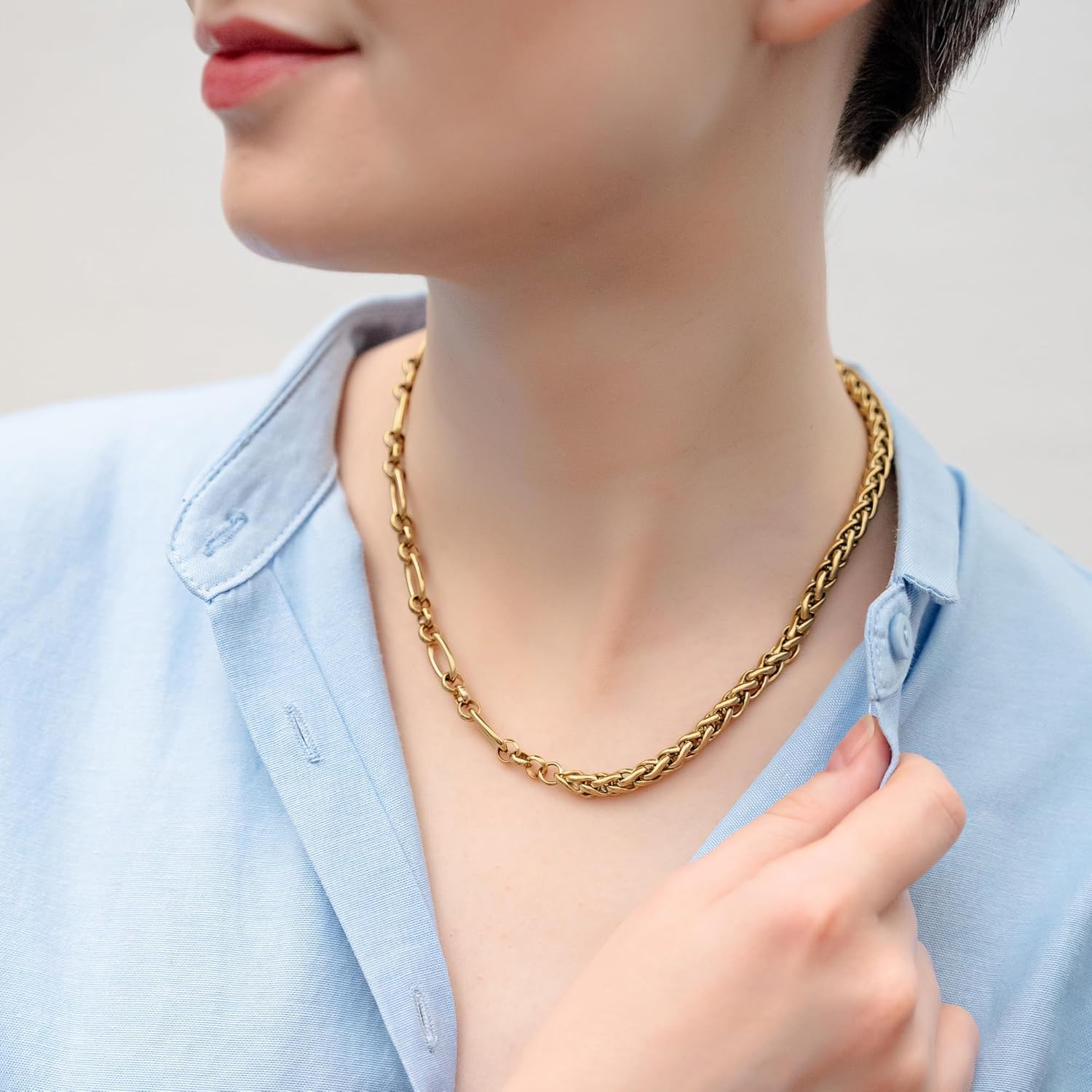 Necklace Chain | Waterproof 18K Real Gold Plated | Silver Necklace | Non Tarnish, PVD Coated | Chunky Necklace | Chunky Jewelry | Fashion Accessories - Image 2