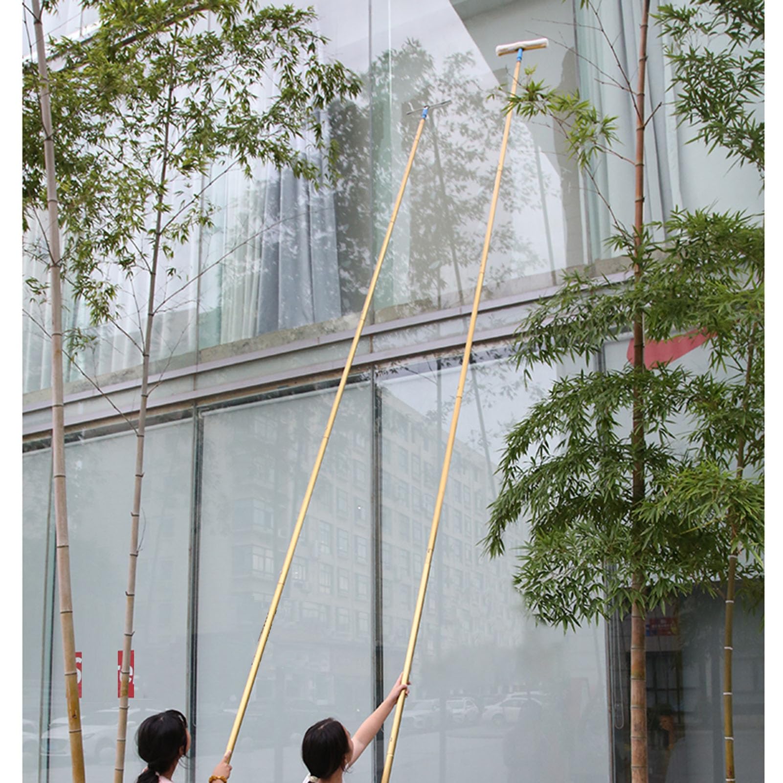 Rasqueta Limpiacristales Pértiga de Limpieza de Ventanas de Titanio de 6, 7, 8 y 9 m, Limpiador de Ventanas, Escobilla de Goma y Raspador, Kit de Pértiga para Lavado de Ventanas(5m/16.4ft)