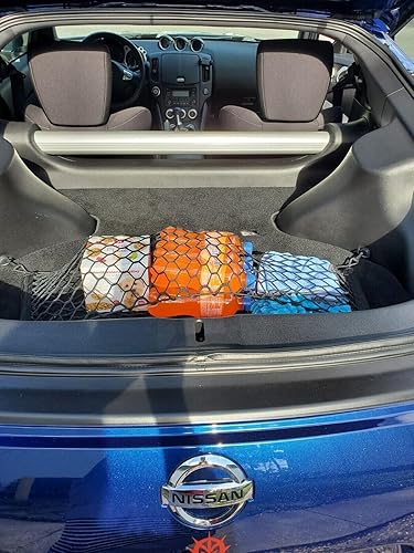 Miniatura 6 de Red de carga organizadora de maletero para Nissan 370Z 2009-2021  Red de carga estilo piso para cupé  Organizador de maletero de coche de malla