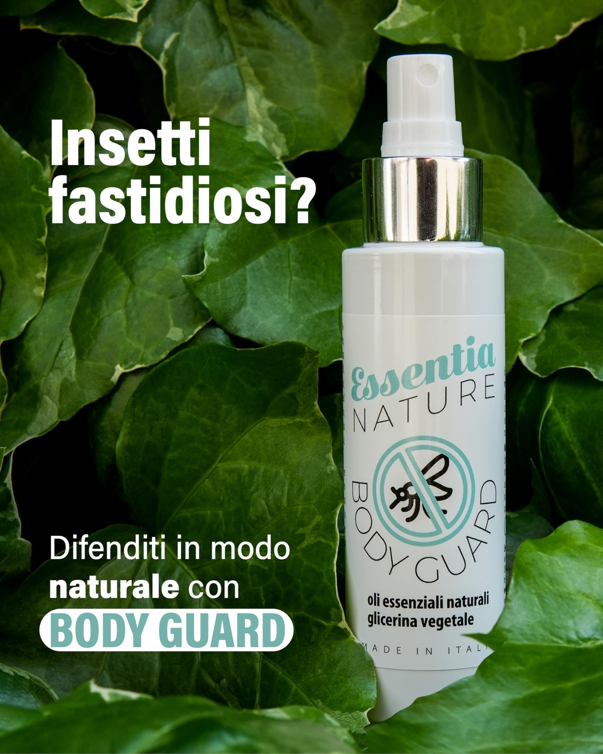 ESSENTIA Citrobella, Candela profumata alla Citronella, Antizanzare, Sabbia, 265g +Body Guard, Spray Antizanzare Naturale con 6 oli Essenziali Naturali, Protezione Insetti, 100 ml, Set da 2