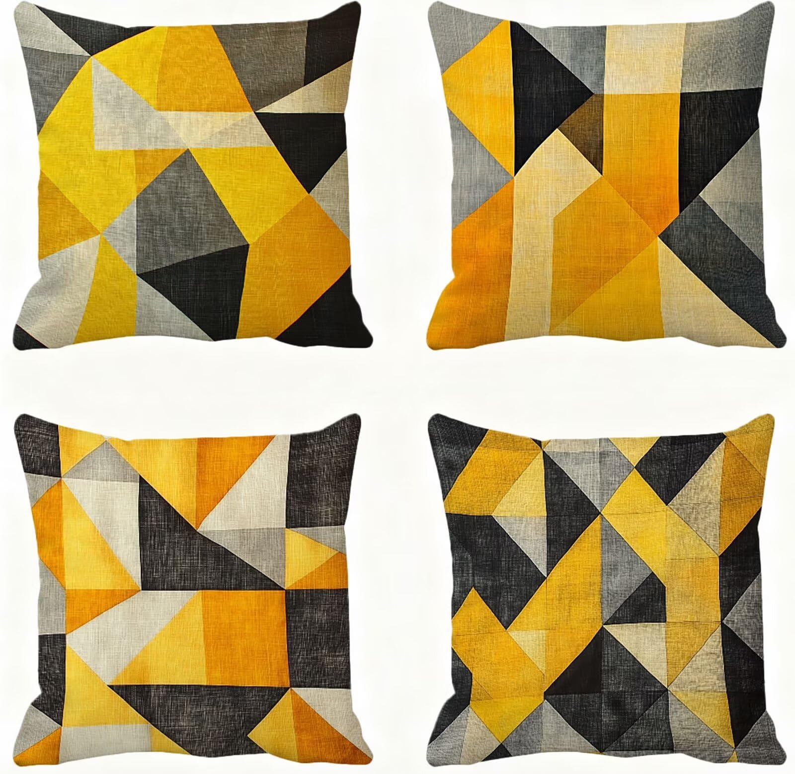 Pomarańczowy Pokrowiec na poduszkę 65 x 65 Geometria Poszewka na poduszkę 65x65 Poduszki Sofa Pościel Poszewki Kwadratowe Poszewki na poduszki Zestaw 4 Ochraniaczy na szyję Poduszka do sypialni E-535