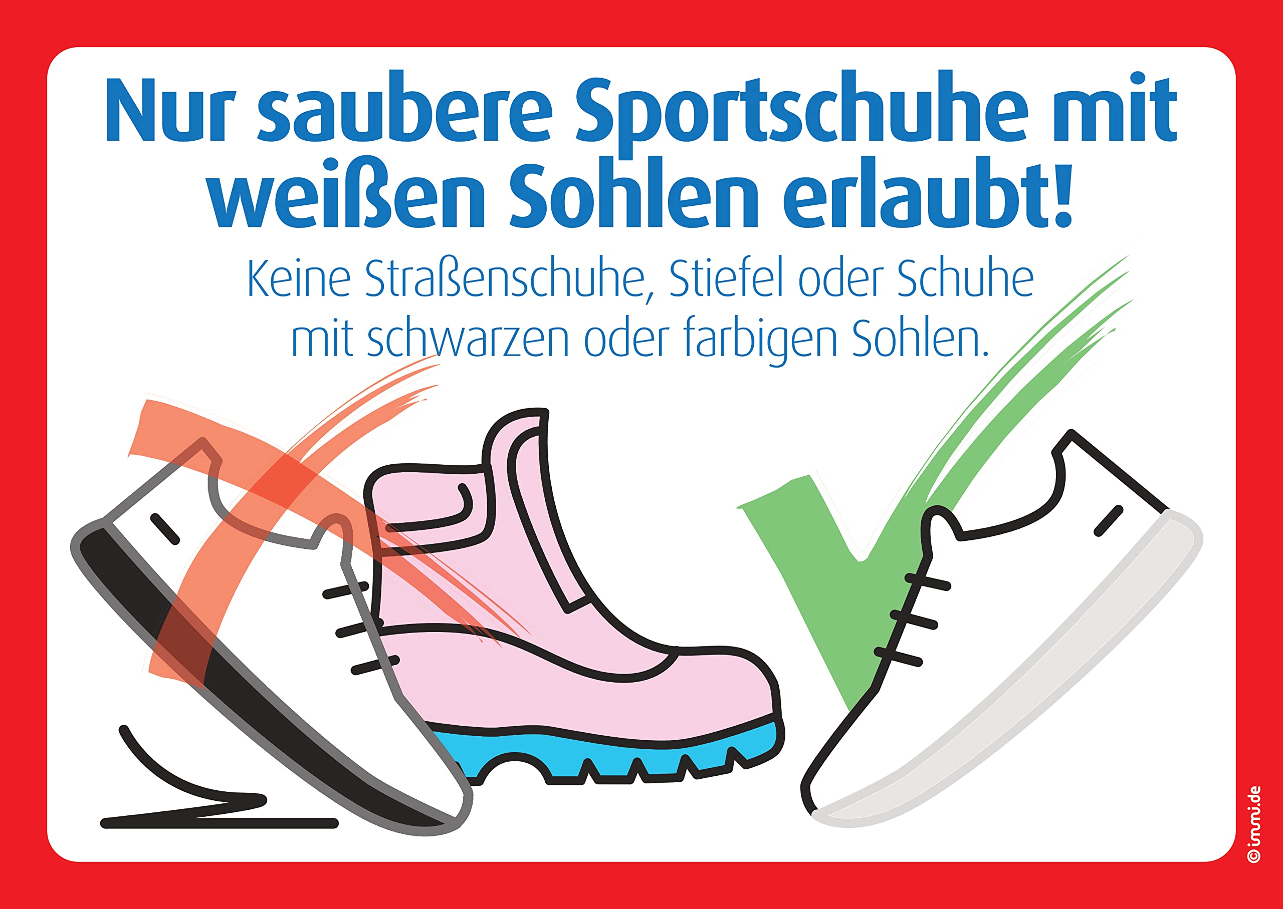 immi 1x Nur saubere Sportschuhe mit weißen Sohlen erlaubt. Aufkleber Folie, A4