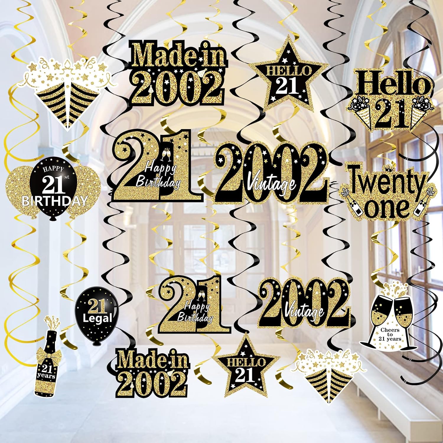 Amazon.com: 16pcs 21st Birthday Decorations Hanging Swirls for Boys