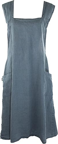 Miniatura 8 de Fennco Styles - Delantal de cocina (100% lino, diseño de cruz