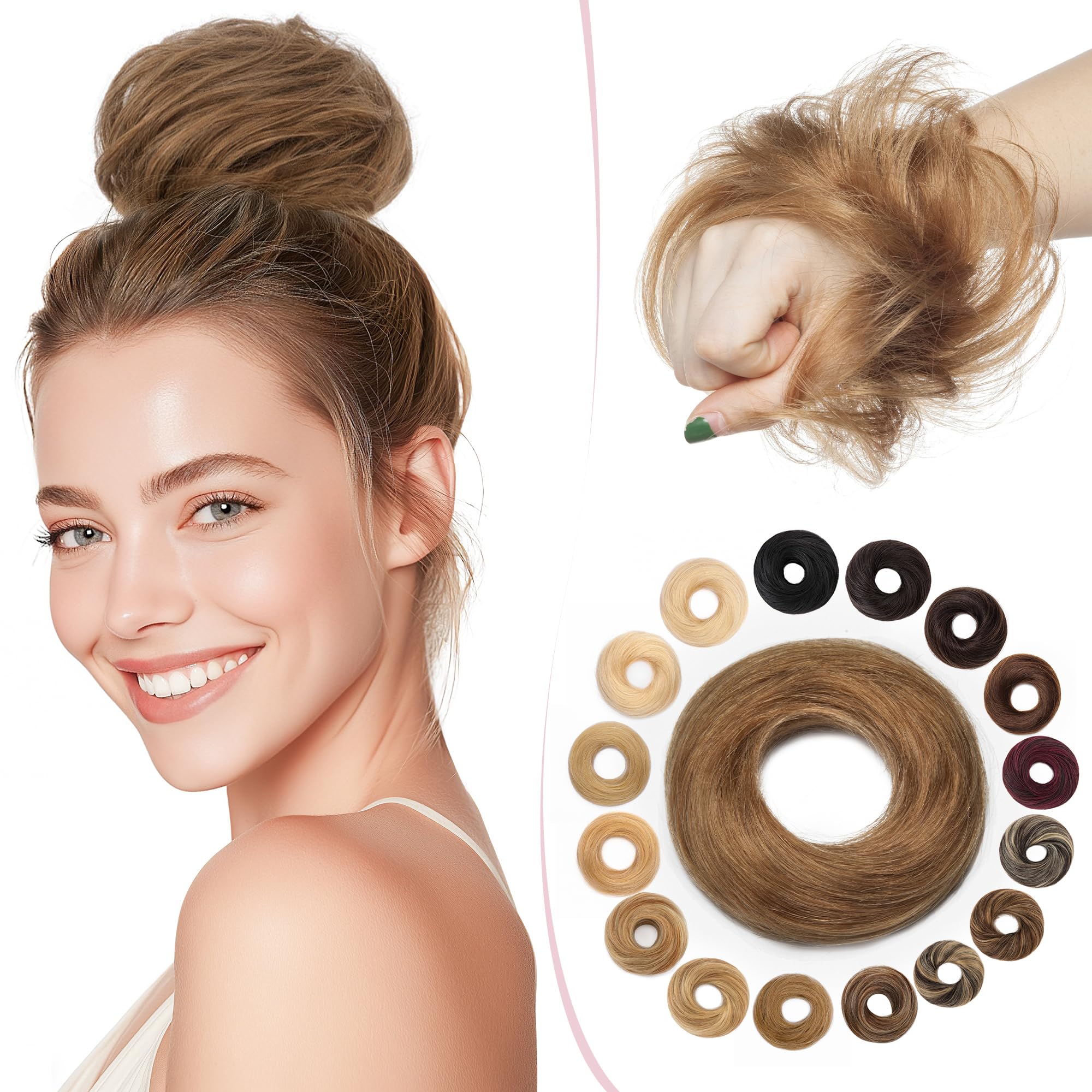 SEGO Pro Haarteil Mit Gummiband Echthaar Dutt Haarteil Echthaar Haargummi Mit Haaren Glatt Hair Messy Bun Hochsteckfrisuren Haarverlängerung für Damen Mädchen